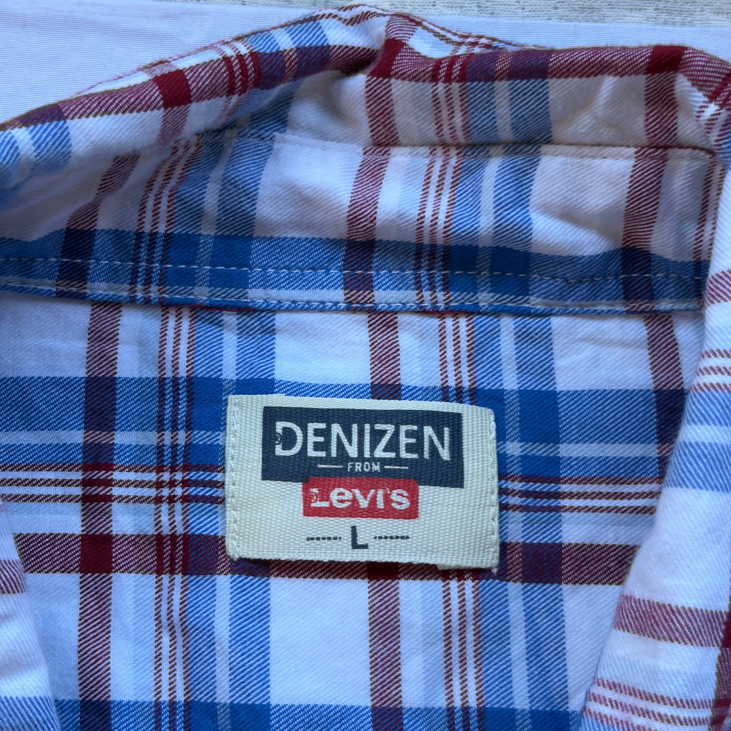 Denizen from Levi's Men's Blue & Red Checked Shirt Large image 5
