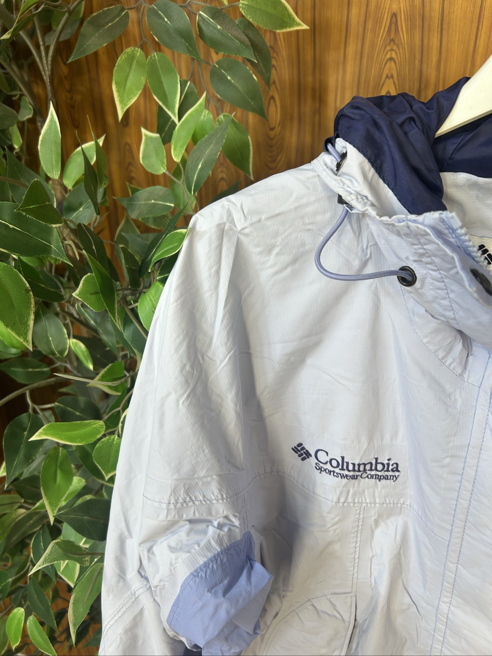 Columbia donna Giacca a Vento Bianca e Azzurra M Impermeabile con Cappuccio image 4