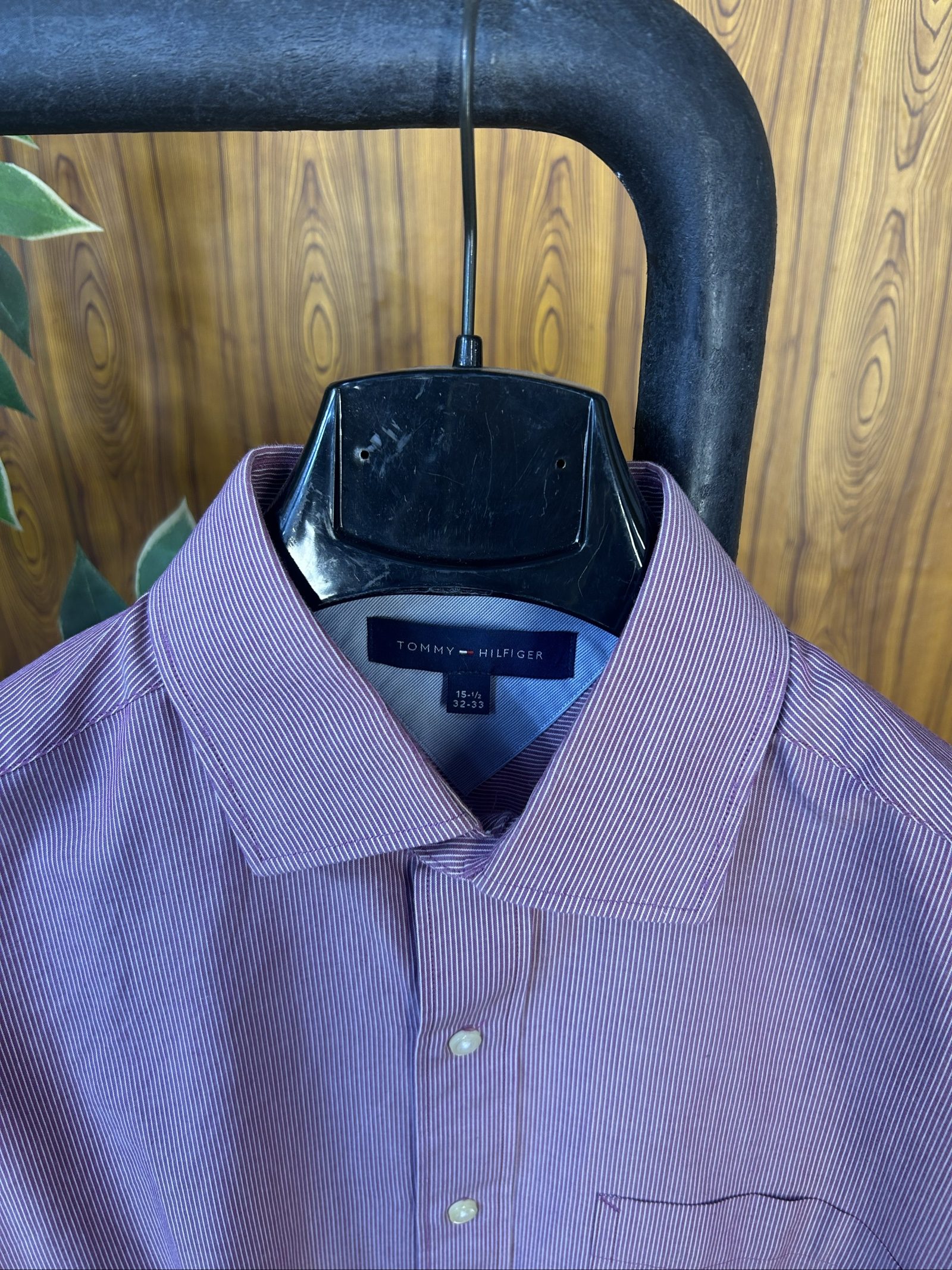 Tommy Hilfiger Camicia Uomo Viola a Righe Taglia 15-1/2 32-33 Cotone image 2