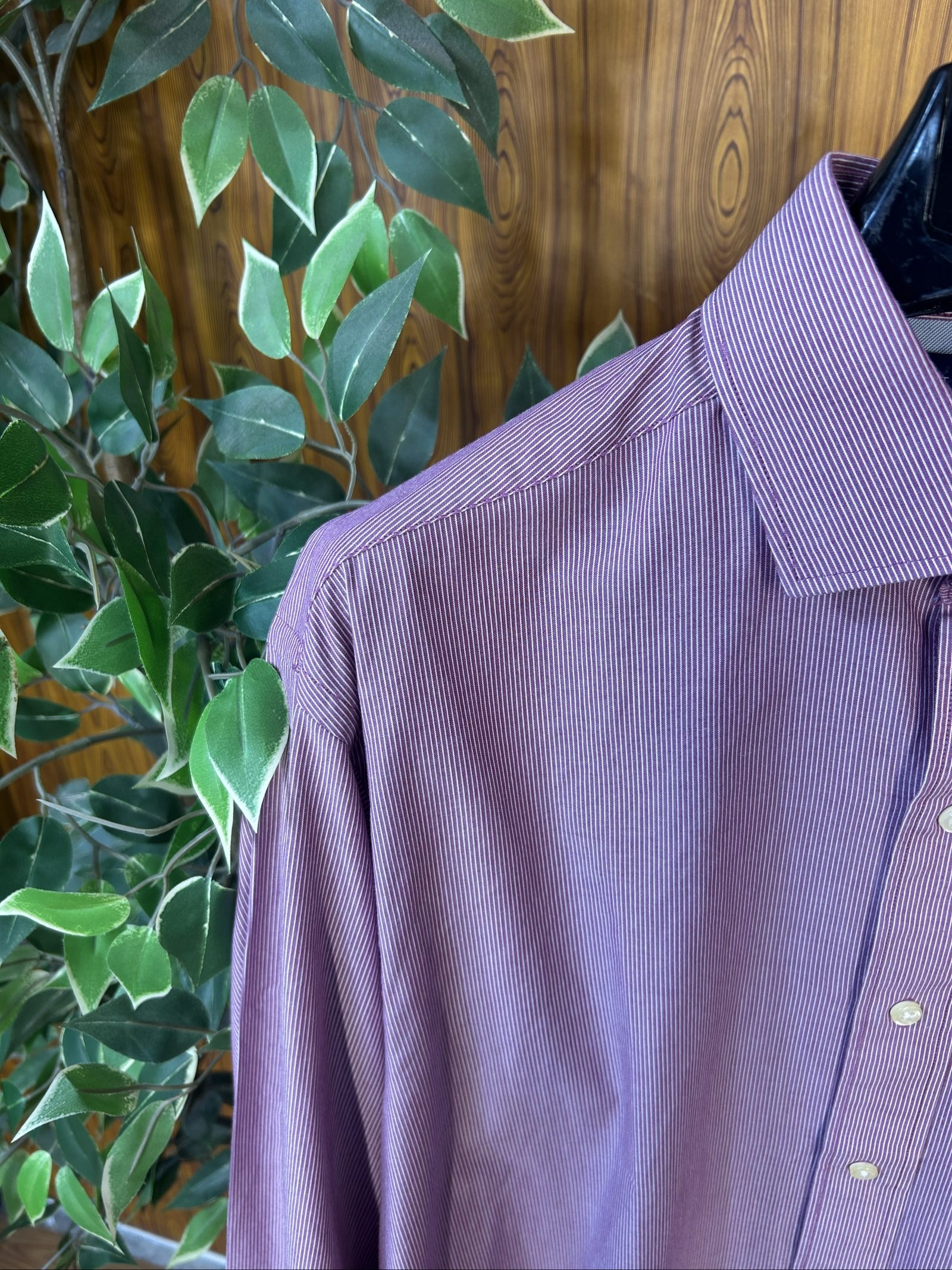 Tommy Hilfiger Camicia Uomo Viola a Righe Taglia 15-1/2 32-33 Cotone image 4