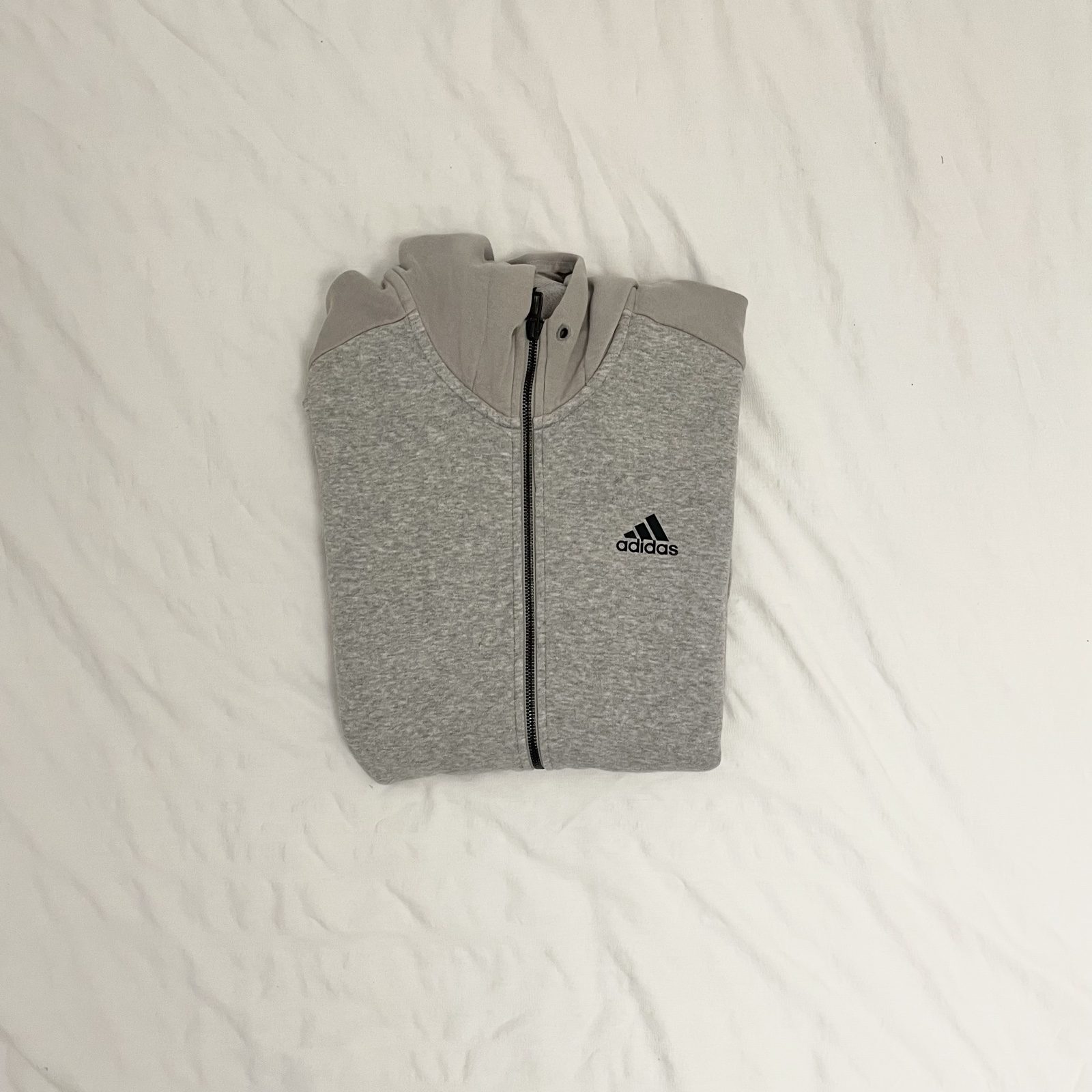 Adidas Men's Grey Full-Zip Hoodie Large Black Logo image 5