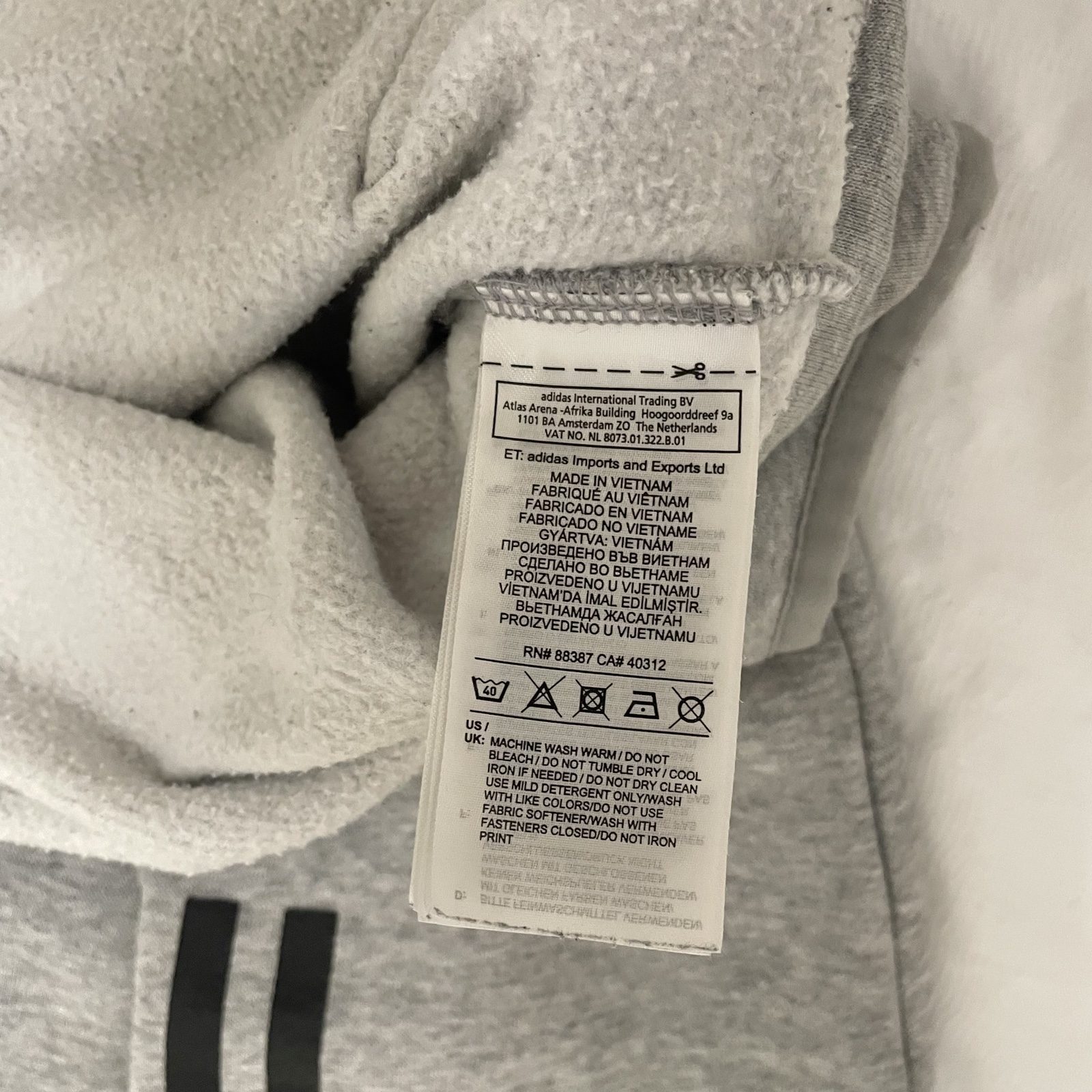 Adidas Men's Grey Full-Zip Hoodie Large Black Logo image 6