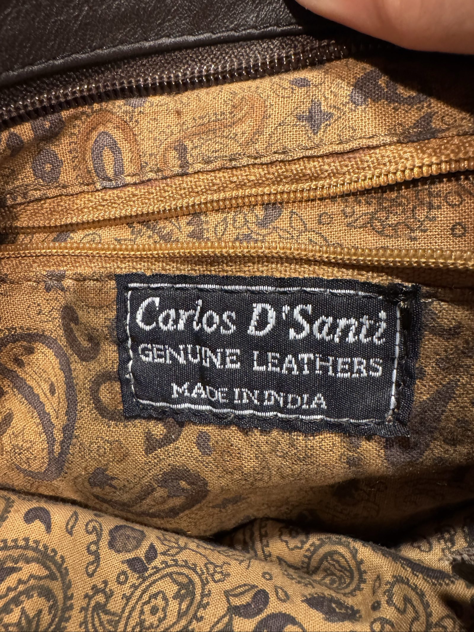 Carlos D’Santos Genuine Leather Crossbody Shoulder Bag – Dark Brown – Paisley Lining image 3