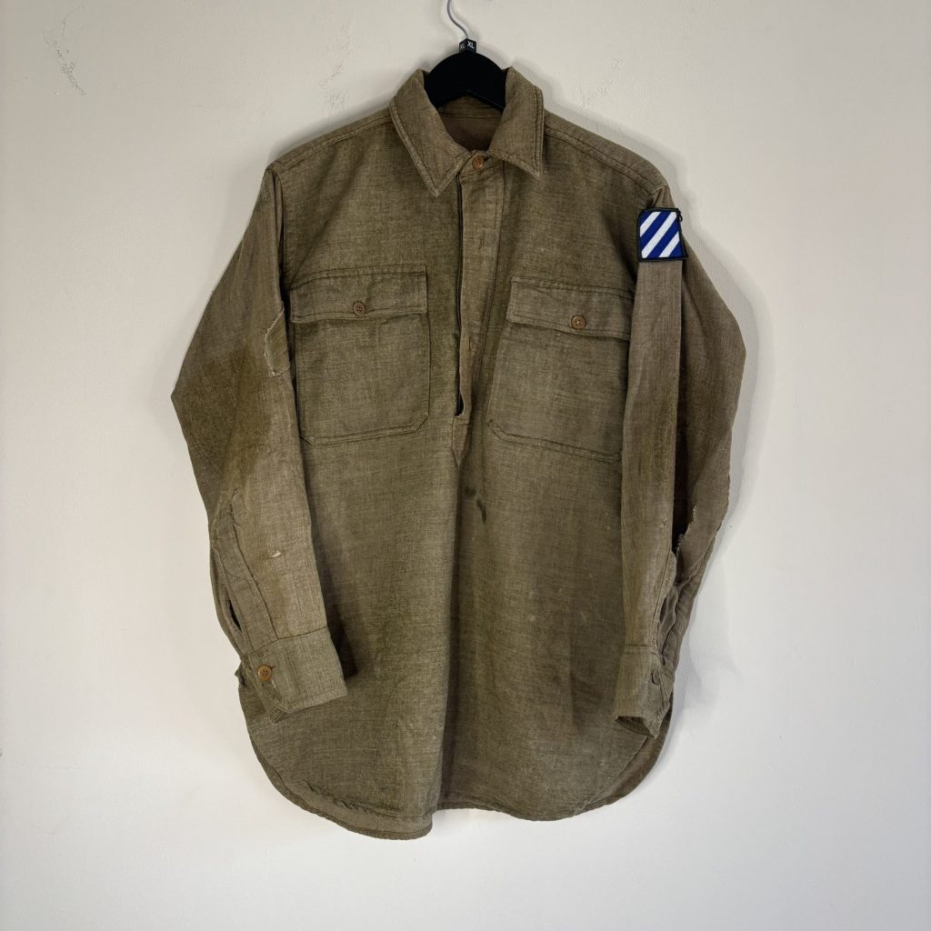 Vintage WW1 Era US Army Wool Pullover Overshirt Military Olive Drab Repaired