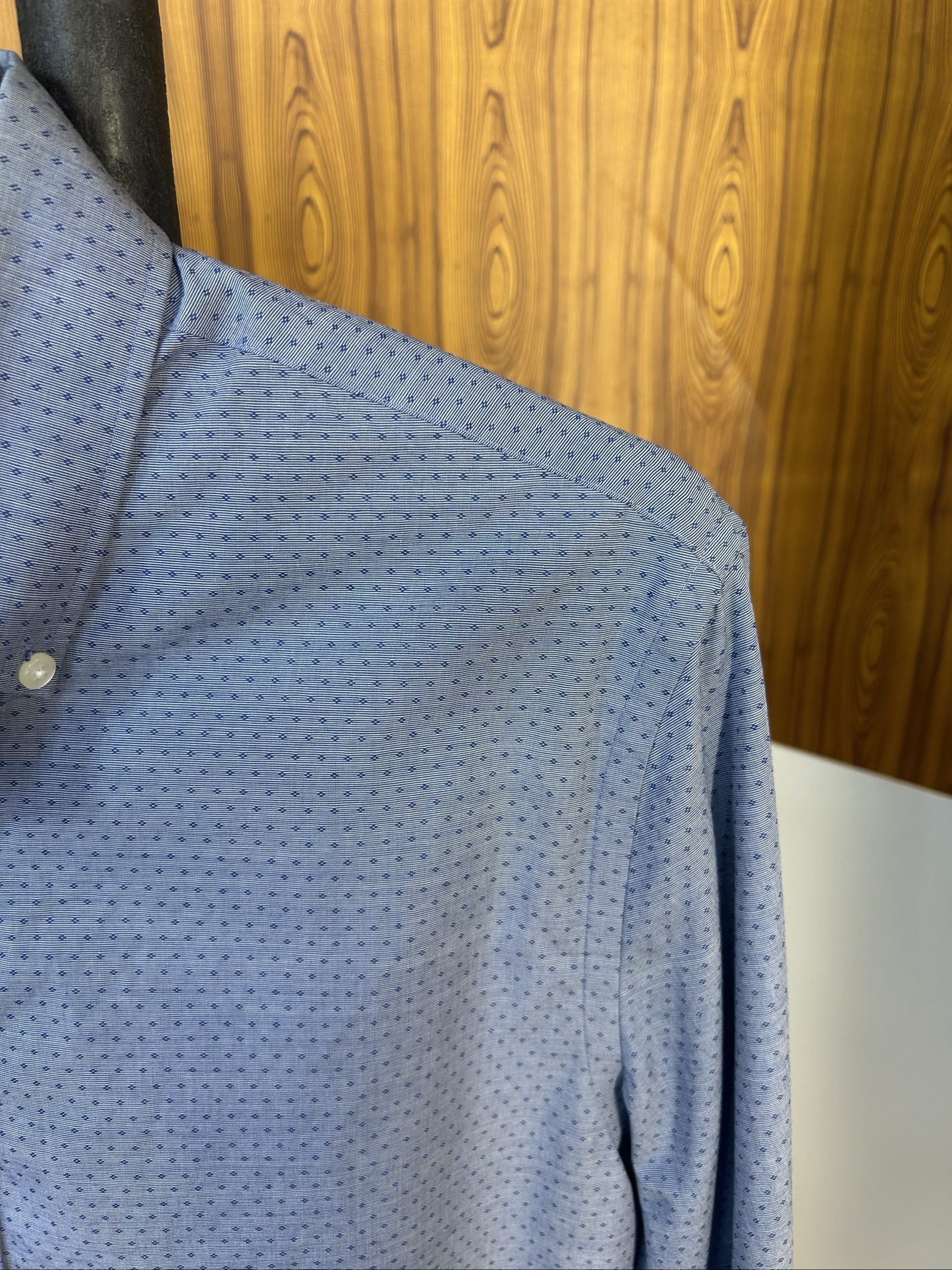 Tommy Hilfiger Uomo Camicia Blu a Microfantasia Taglia 15 32-33 image 4