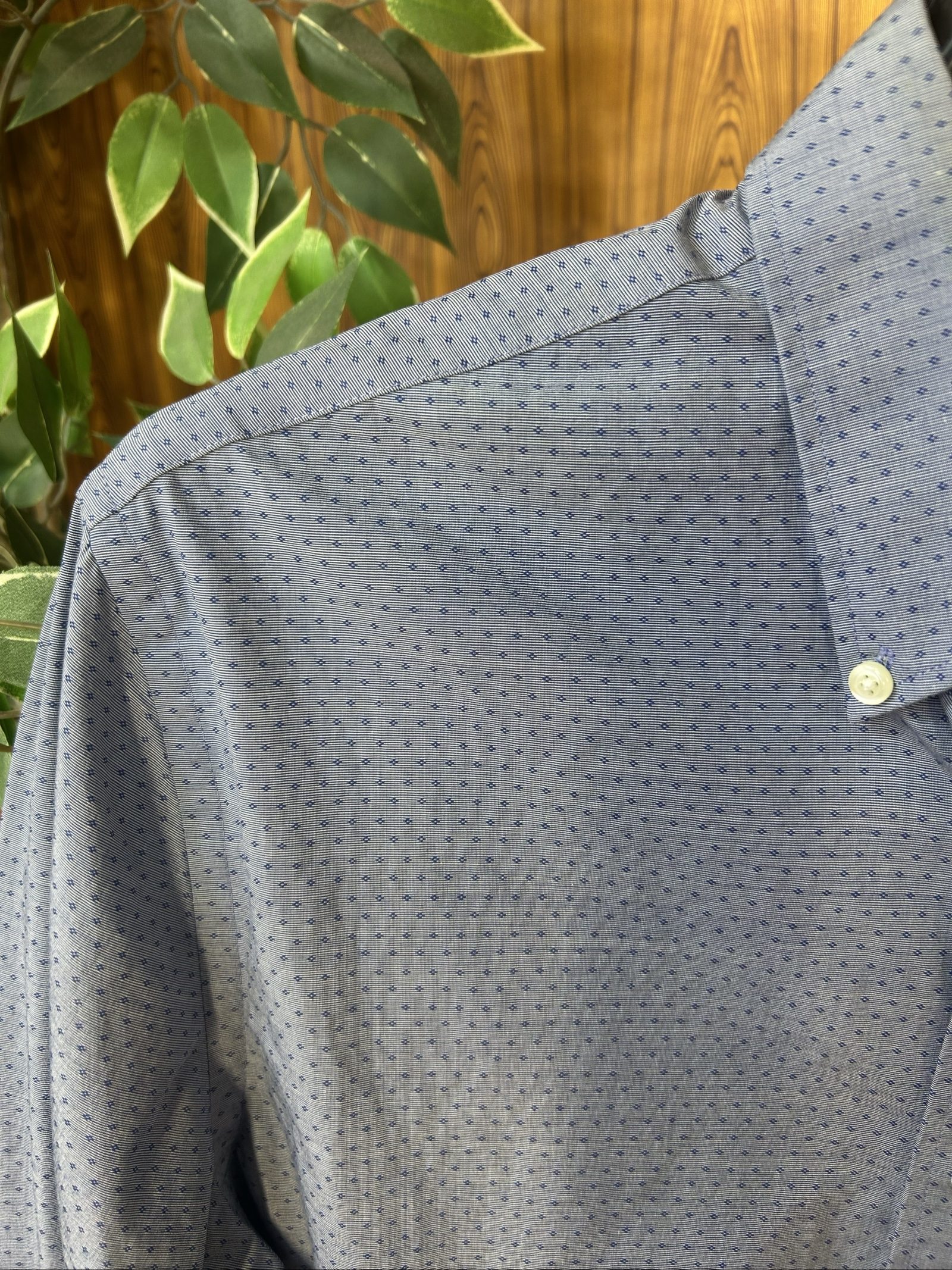 Tommy Hilfiger Uomo Camicia Blu a Microfantasia Taglia 15 32-33 image 5