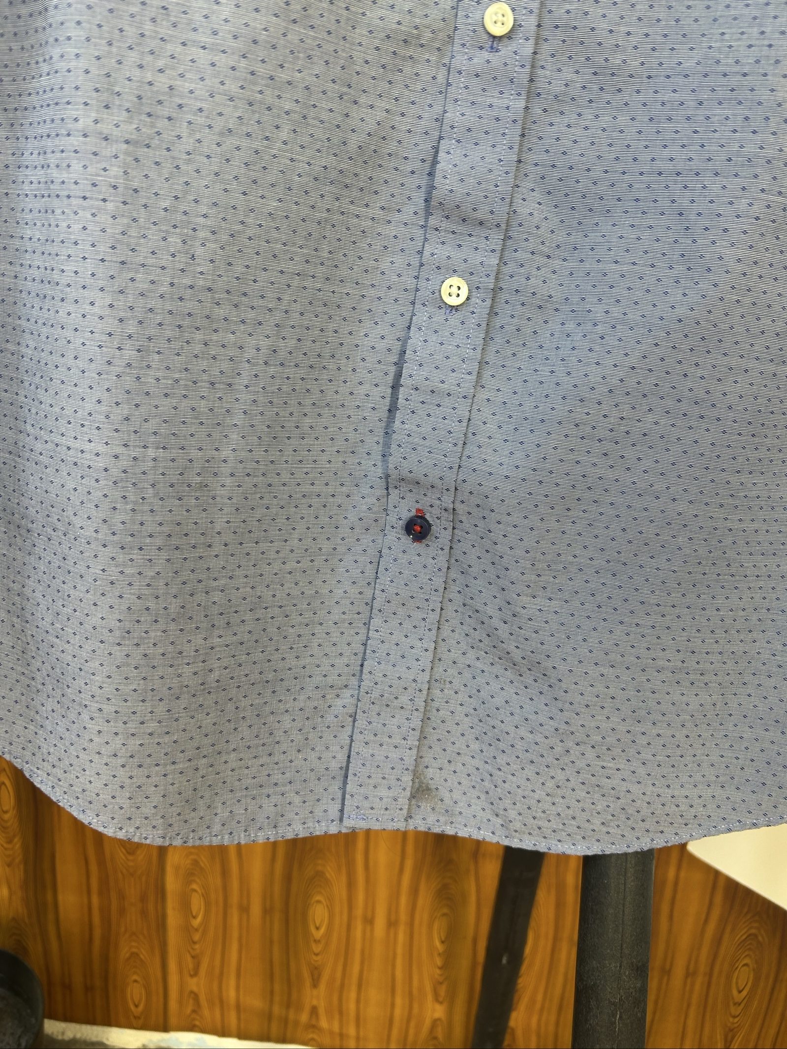 Tommy Hilfiger Uomo Camicia Blu a Microfantasia Taglia 15 32-33 image 6
