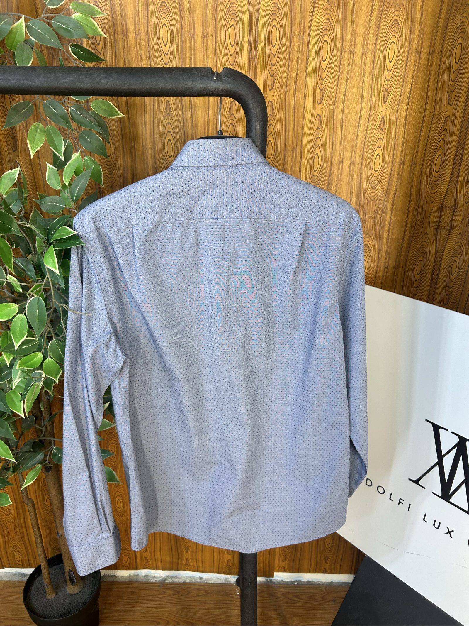 Tommy Hilfiger Uomo Camicia Blu a Microfantasia Taglia 15 32-33 image 8