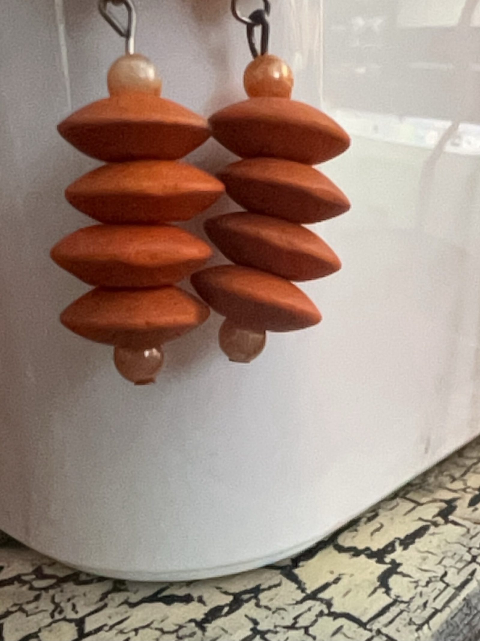 Orange & Beige Handmade Drop Earrings image 3