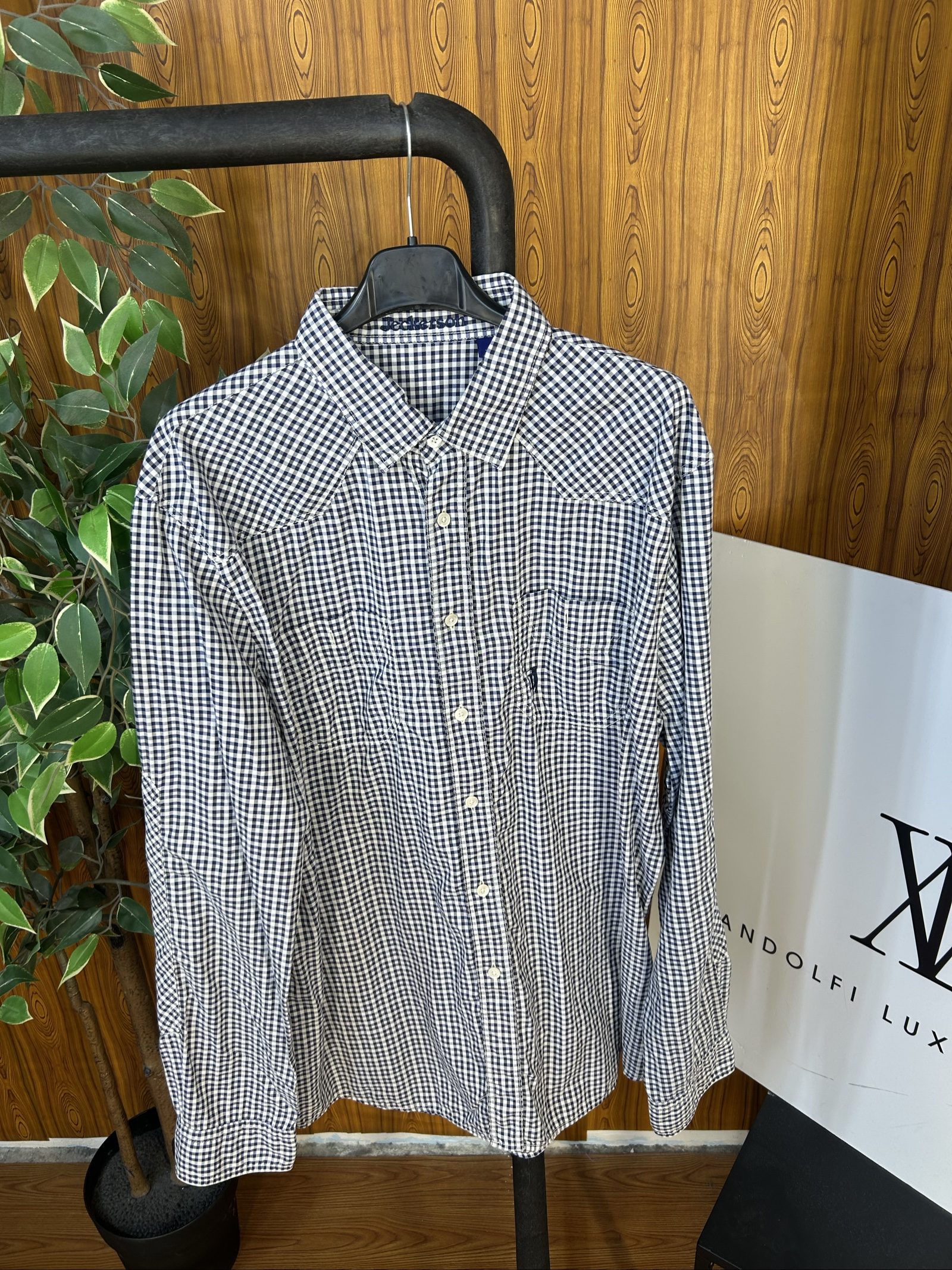 Jealous Navy & White Checkered Men's Shirt XL