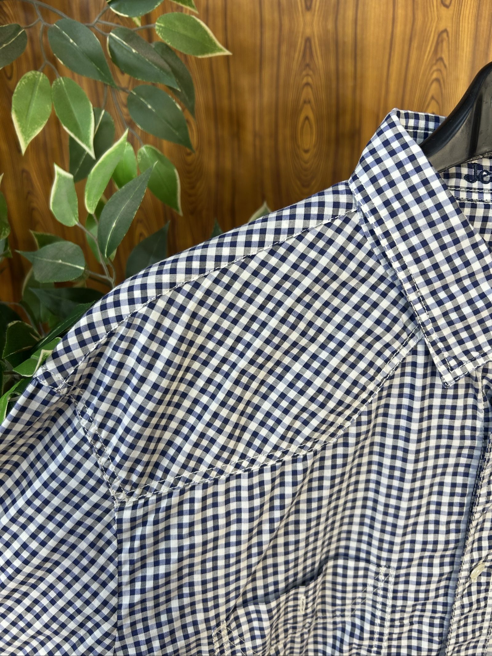 Jealous Navy & White Checkered Men's Shirt XL image 4