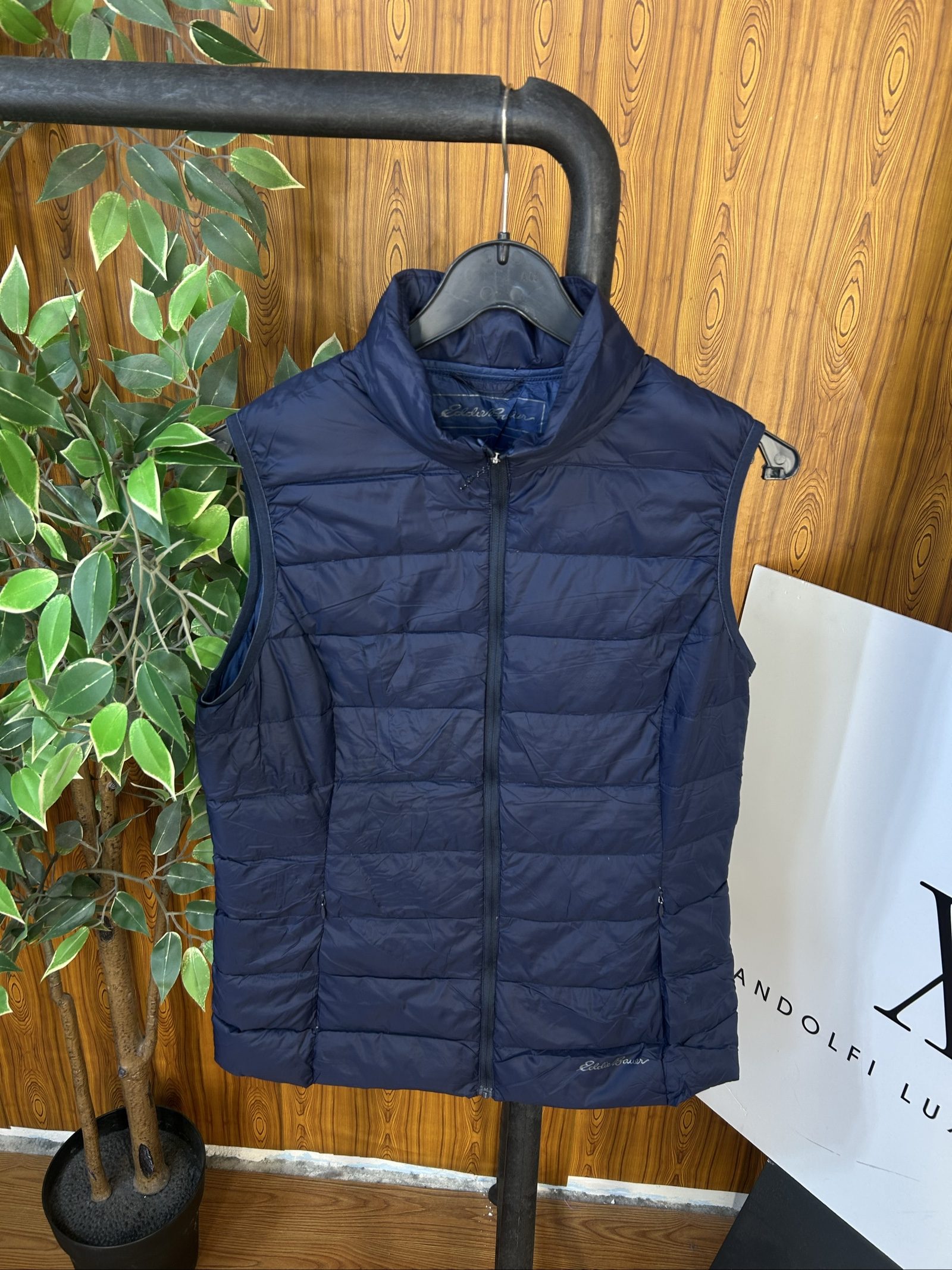 Eddie Bauer Navy Smanicato Imbottito Donna M