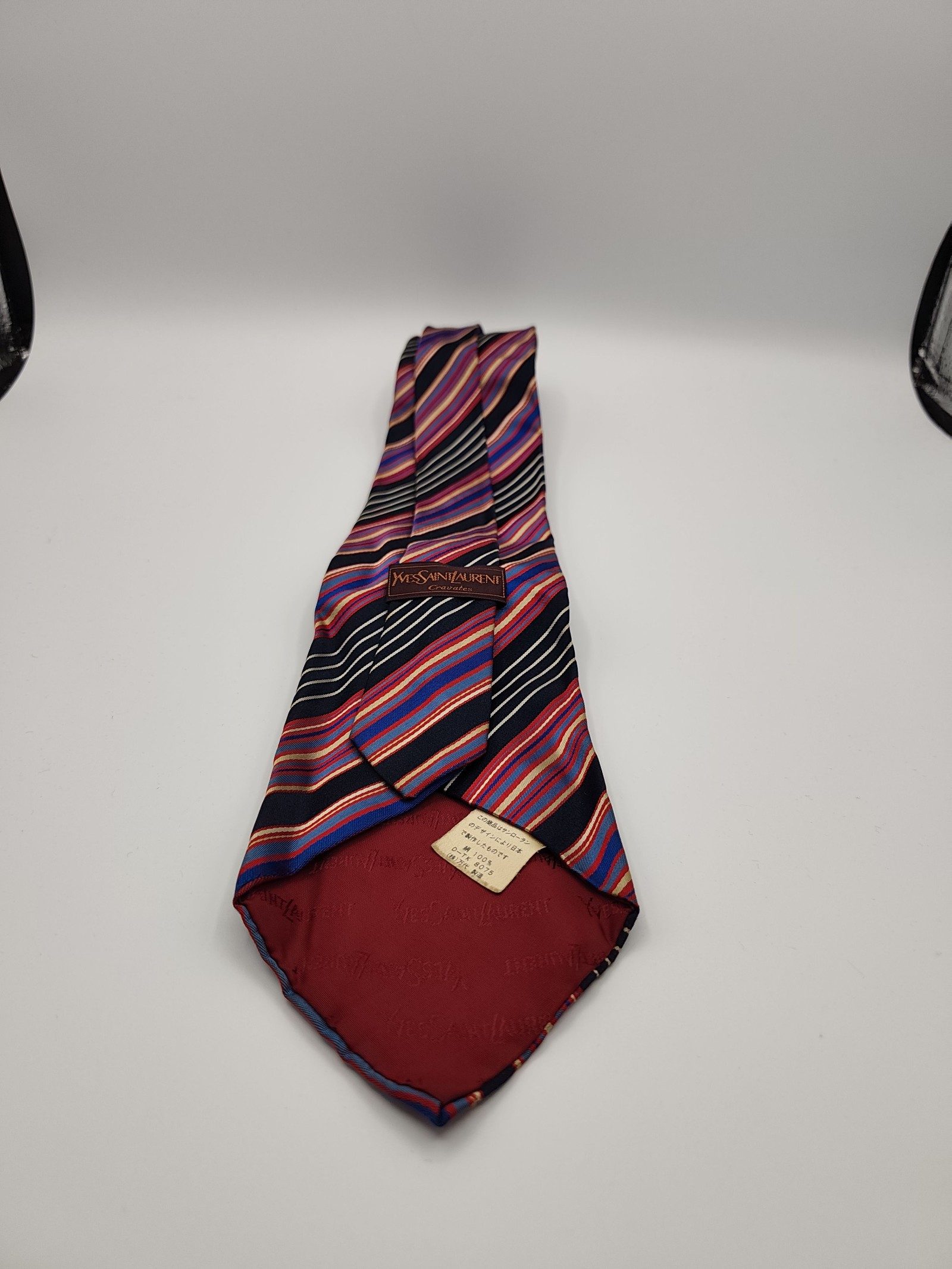 Yves Saint Laurent wide 1970's Men's Multi Colour Striped Silk Tie
