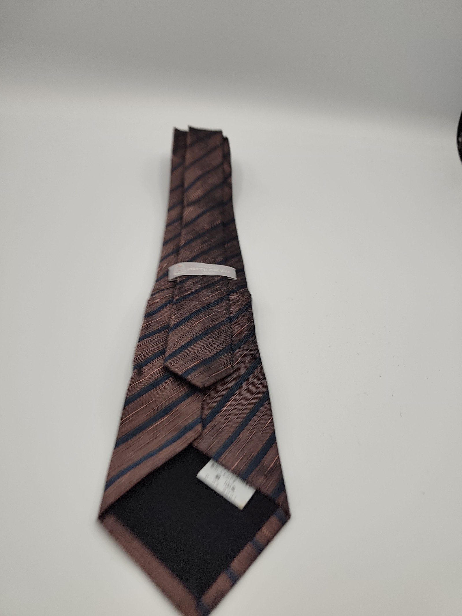 Pierre Cardin Men's Brown & Navy Striped Silk Tie