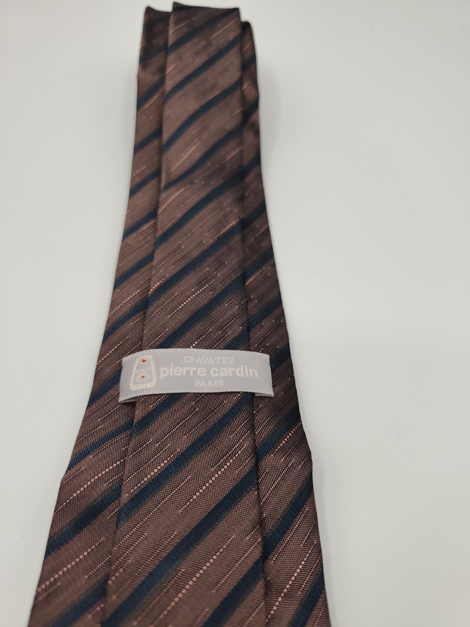 Pierre Cardin Men's Brown & Navy Striped Silk Tie image 2