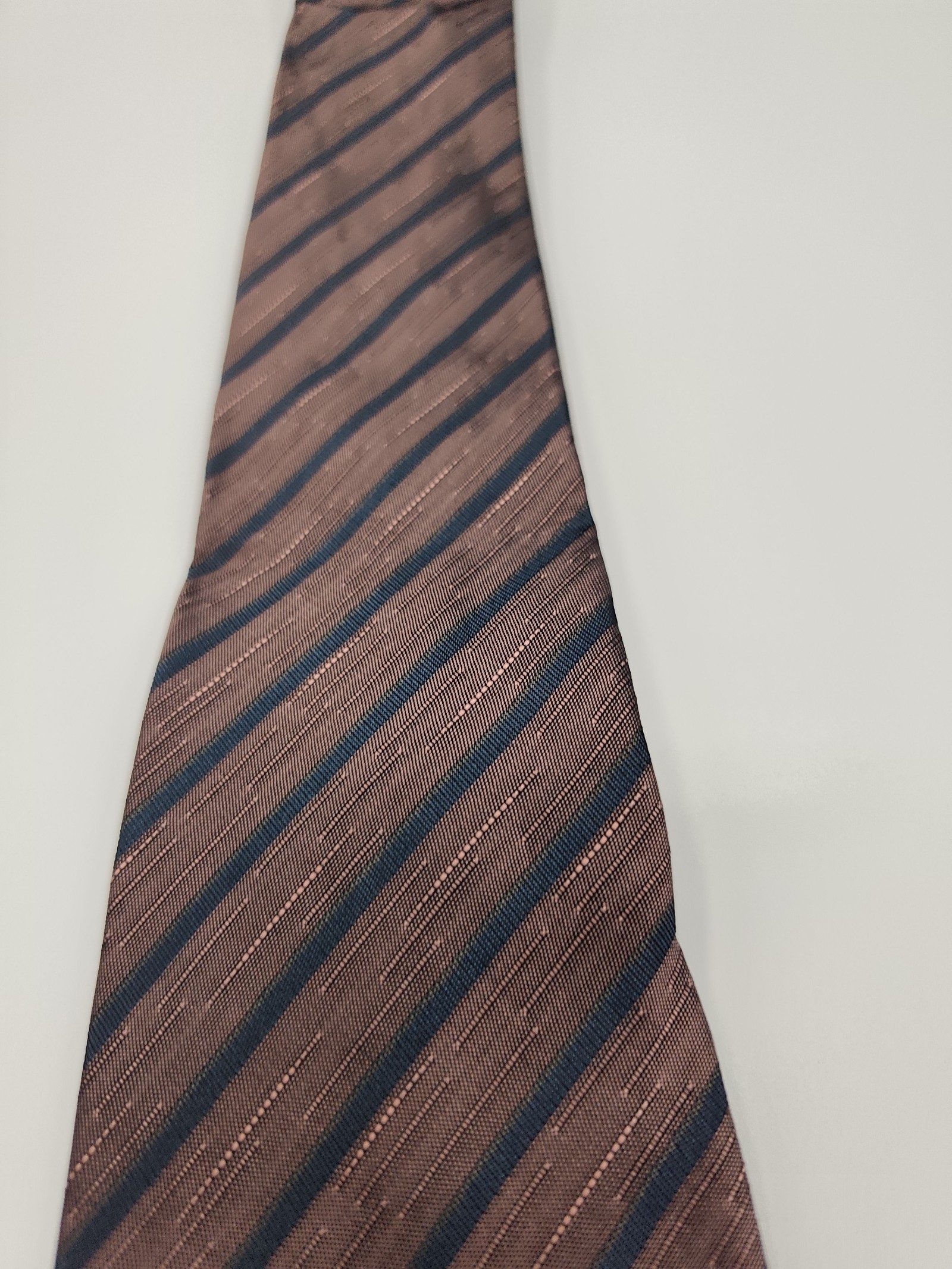 Pierre Cardin Men's Brown & Navy Striped Silk Tie image 6