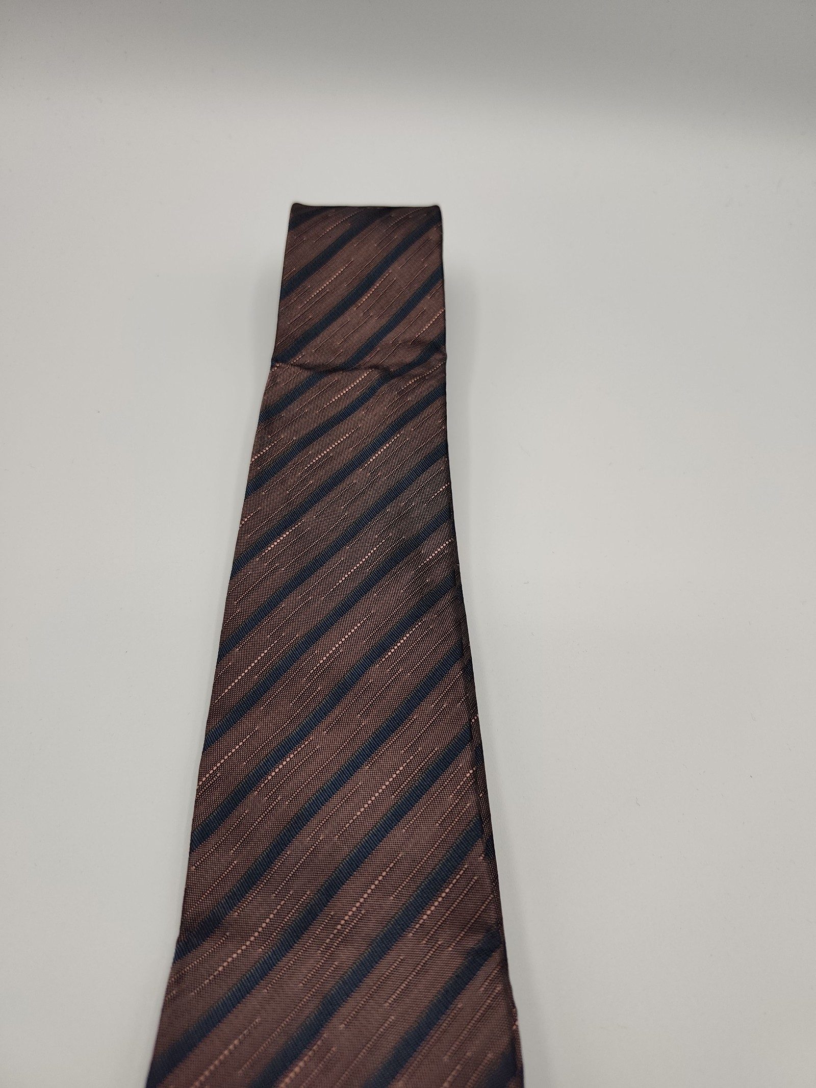 Pierre Cardin Men's Brown & Navy Striped Silk Tie image 7