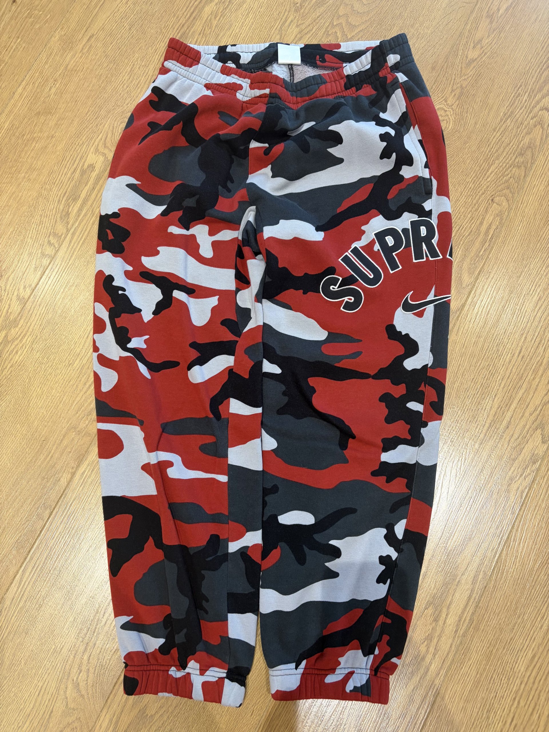 Supreme Nike Red, Black & Grey Camouflage Joggers Small