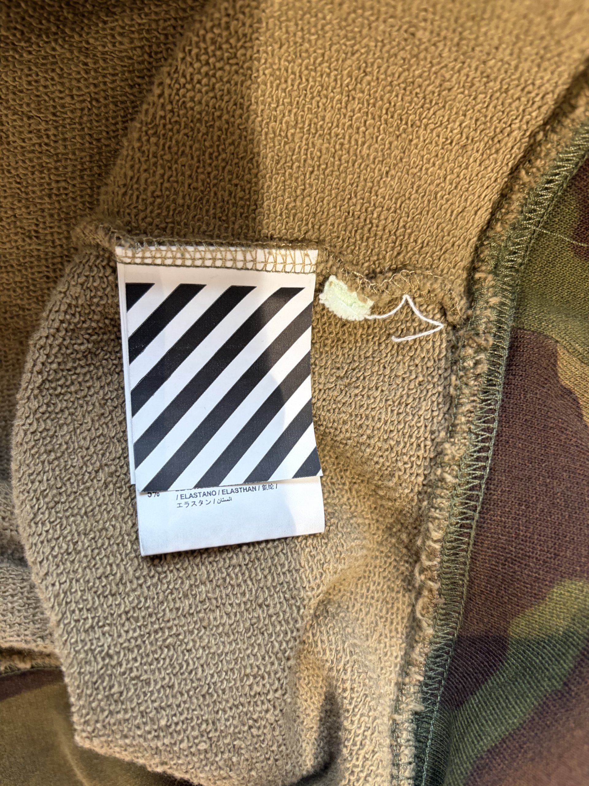 Off-White Mens Green Camouflage Logo Print Sweatshirt Medium image 6