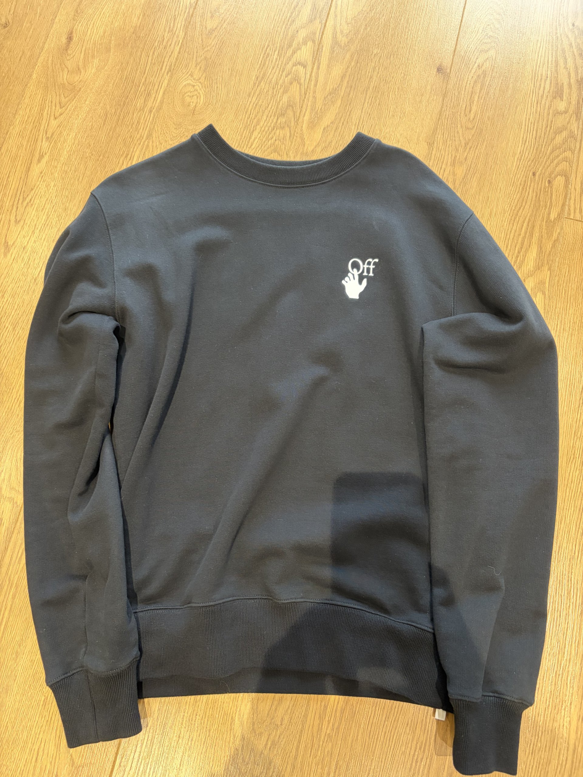 Off White Black Logo Print Crewneck Sweatshirt Medium