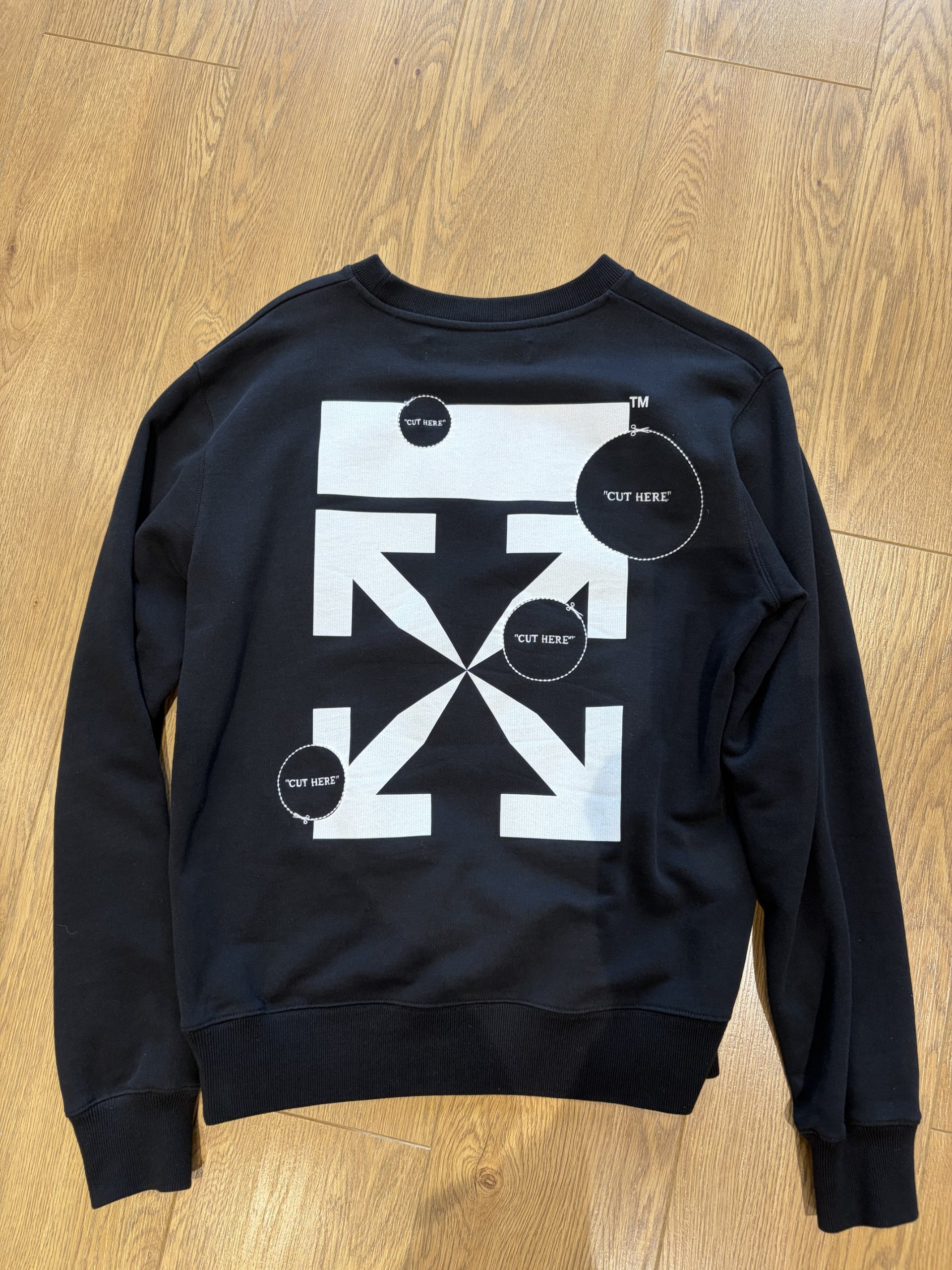 Off White Black Logo Print Crewneck Sweatshirt Medium image 2