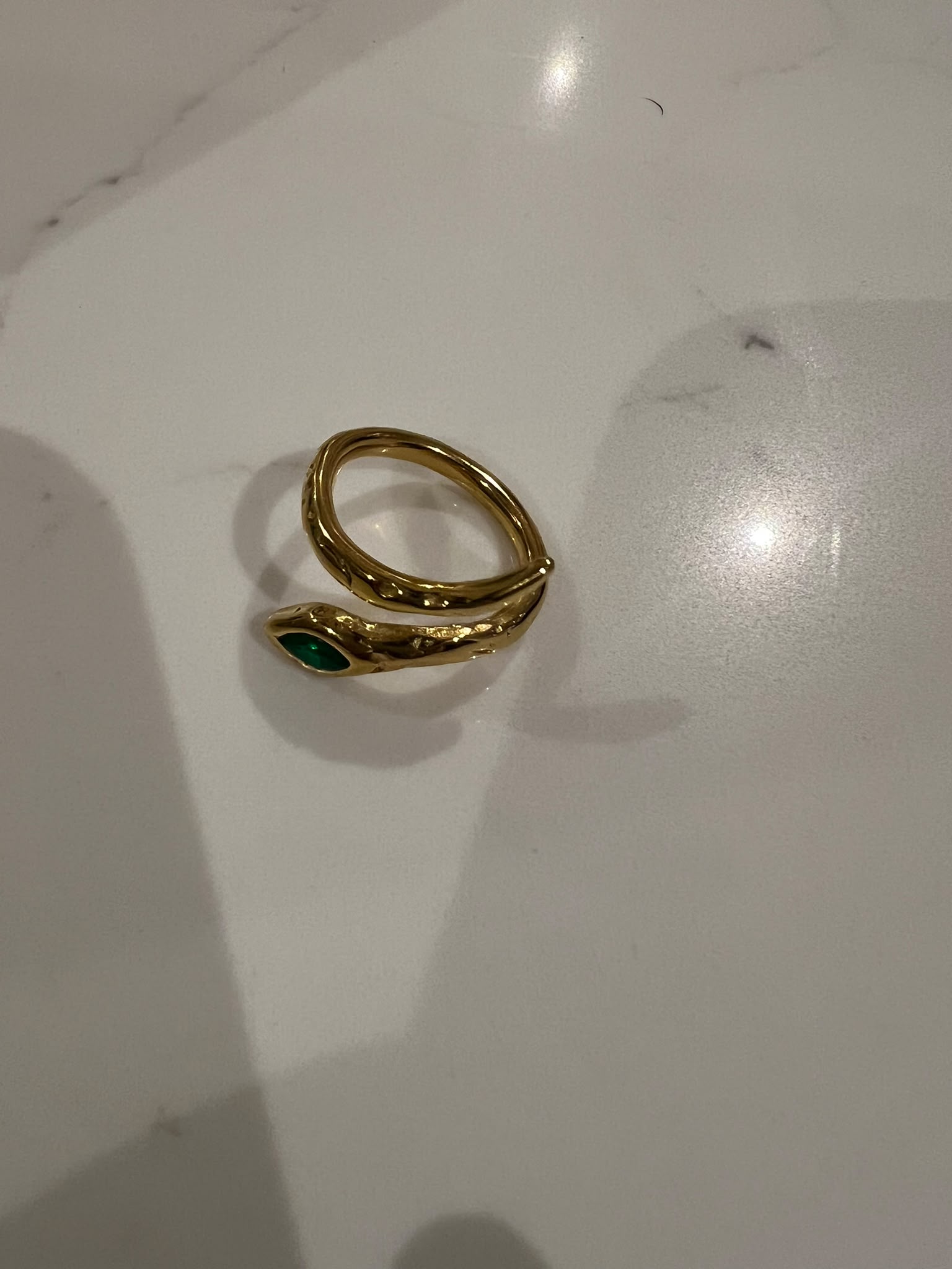 Gold & Green Snake Wrap Ring Size adjustable new without tags image 4