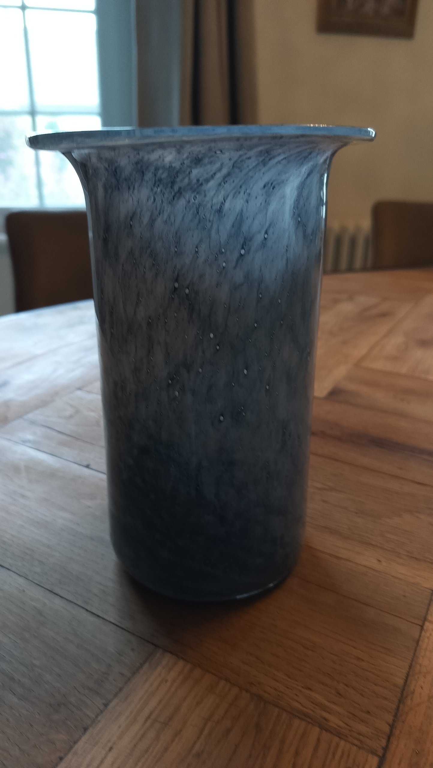 Blue Grey Hand Blown Glass Vase 18 cm One Size Unisex image 2