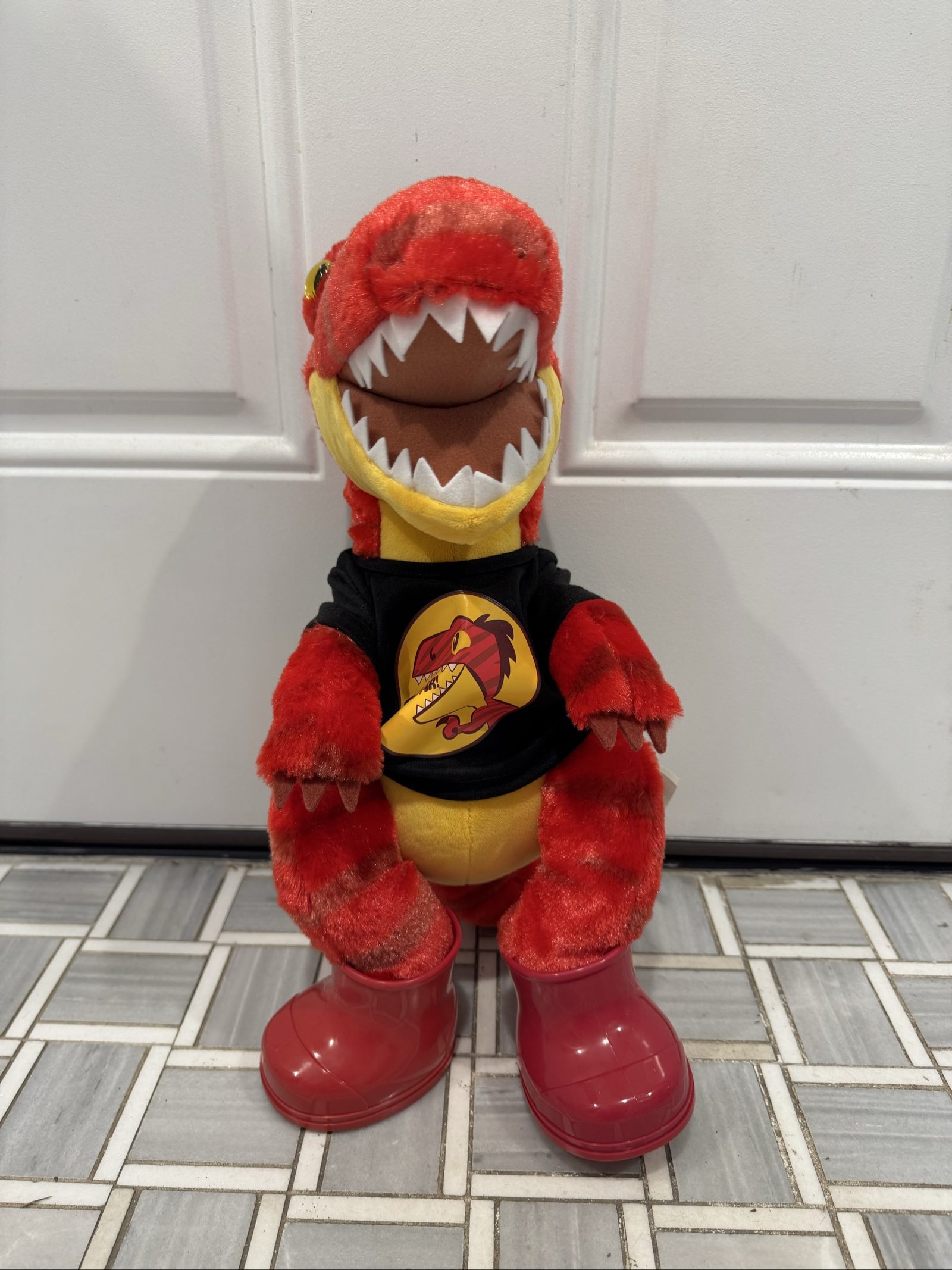 Build-A-Bear Red Dinosaur Plush Toy with Black Shirt and Red Boots w/ Box