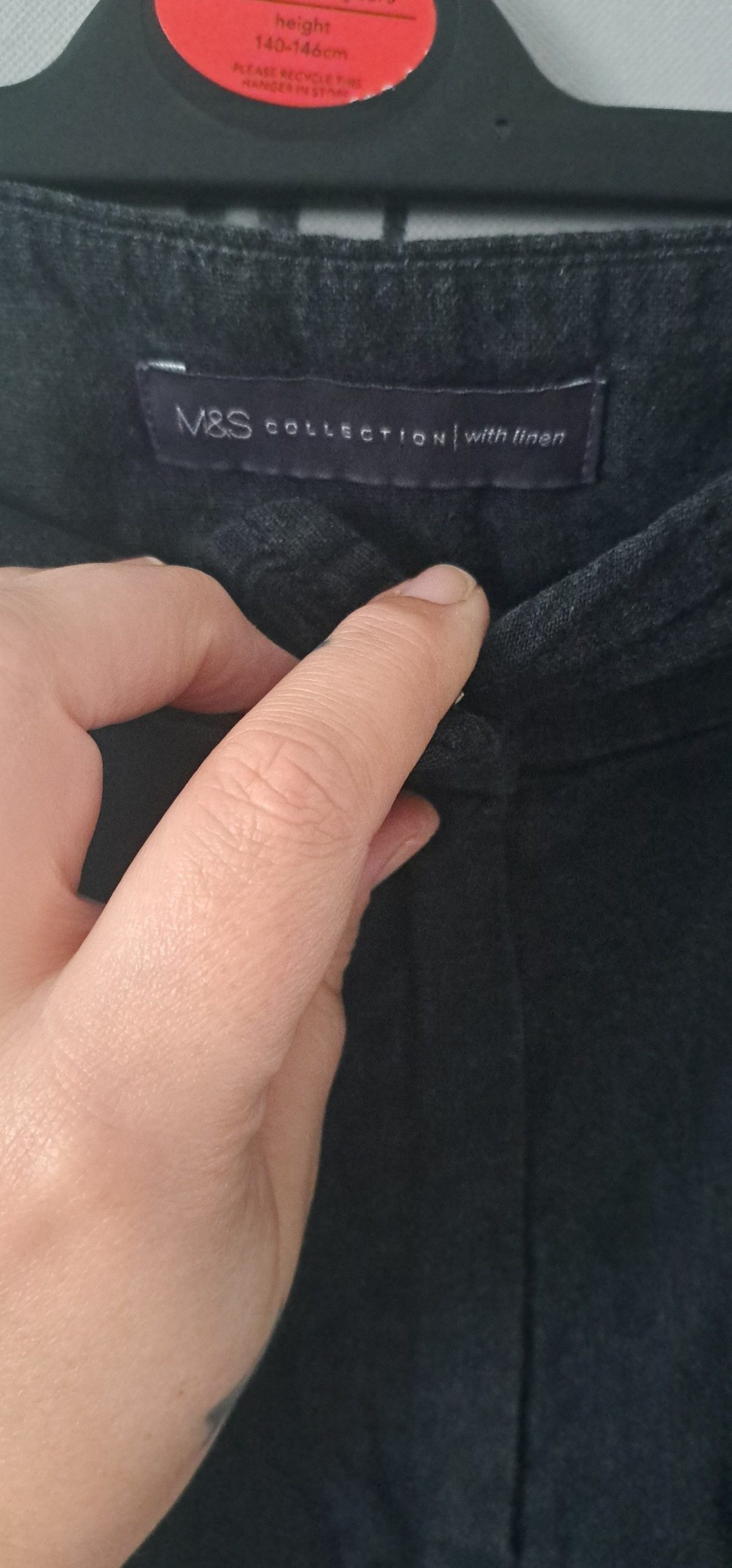 M&S Black Linen Blend Women's Trousers UK 16 image 3