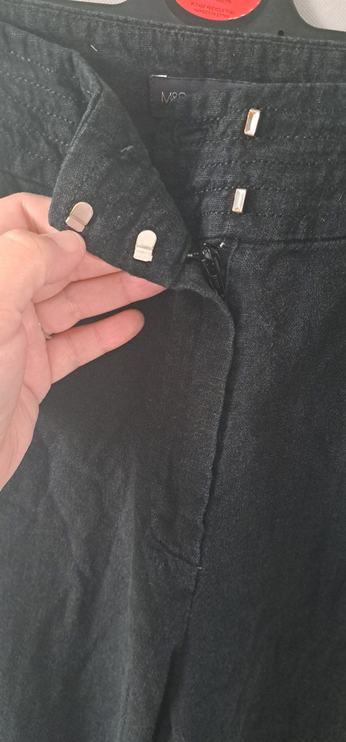 M&S Black Linen Blend Women's Trousers UK 16 image 4