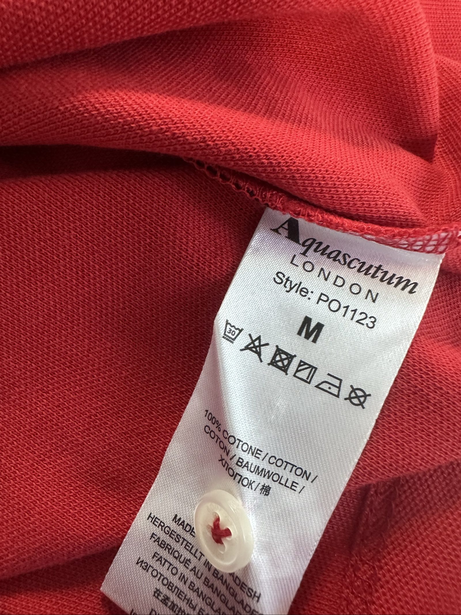 Aquascutum Men's Red & Blue Polo Shirt Medium image 4