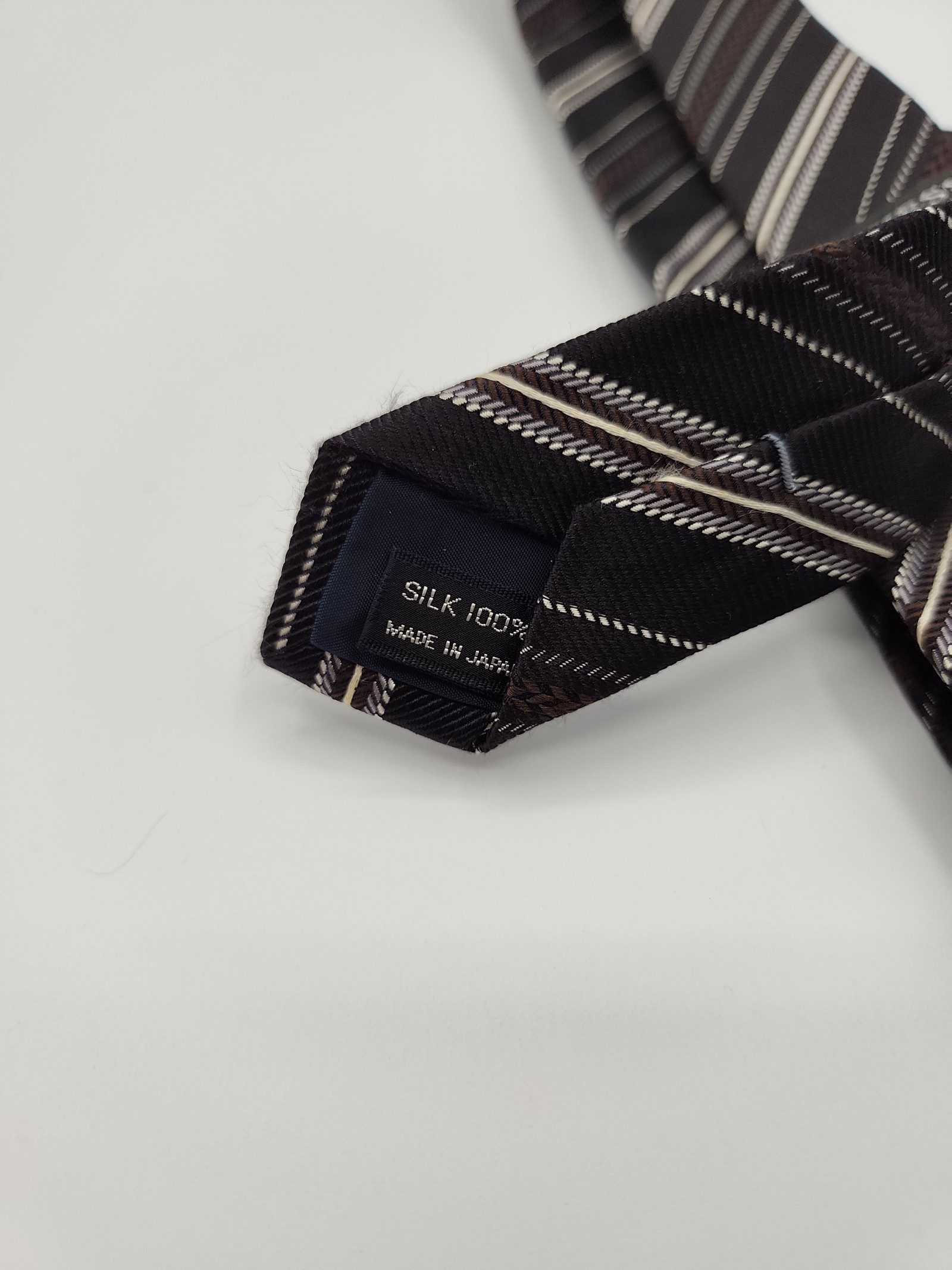 Guess Brown & Black Striped Silk Men's Tie image 3