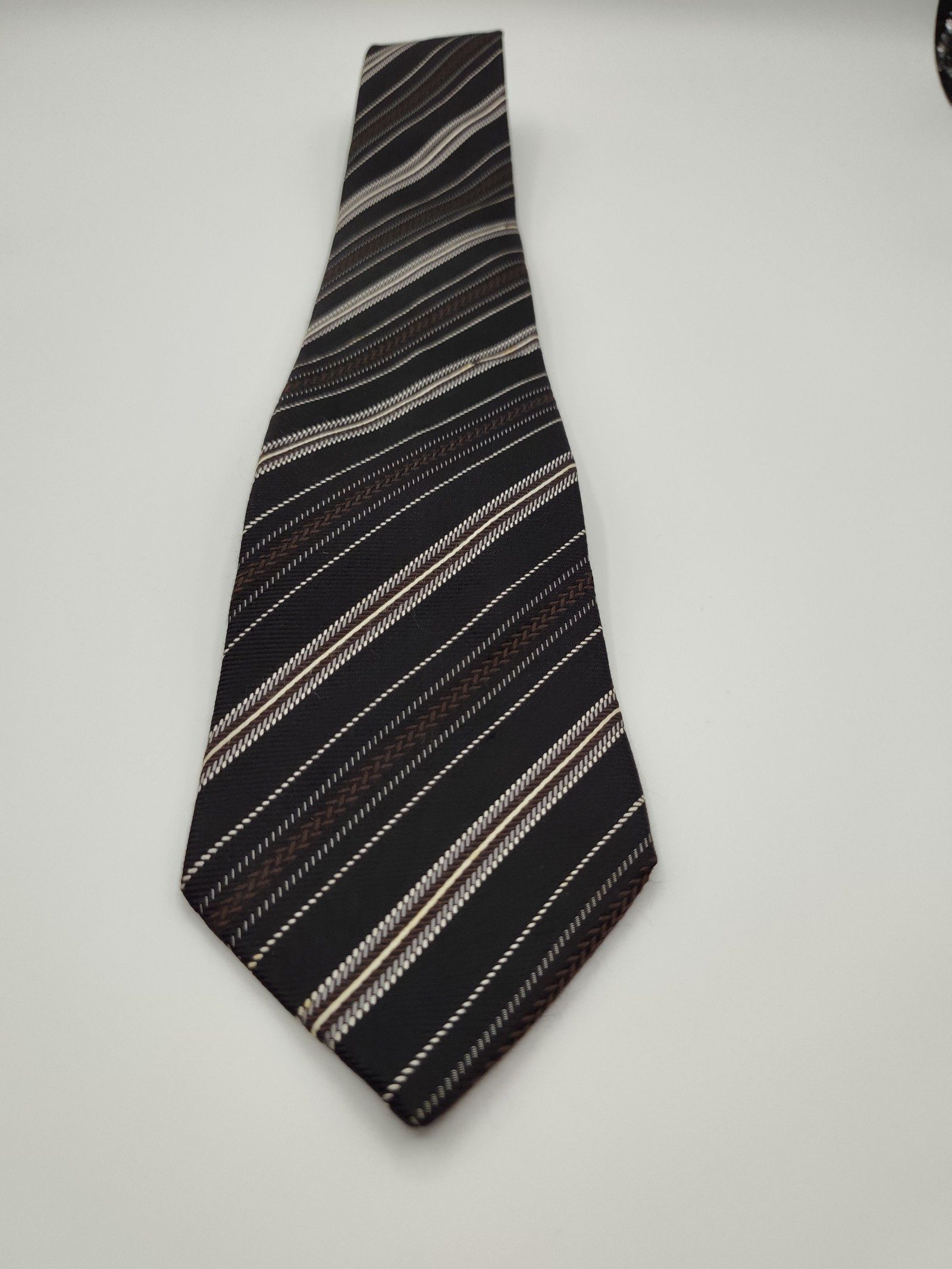 Guess Brown & Black Striped Silk Men's Tie image 5