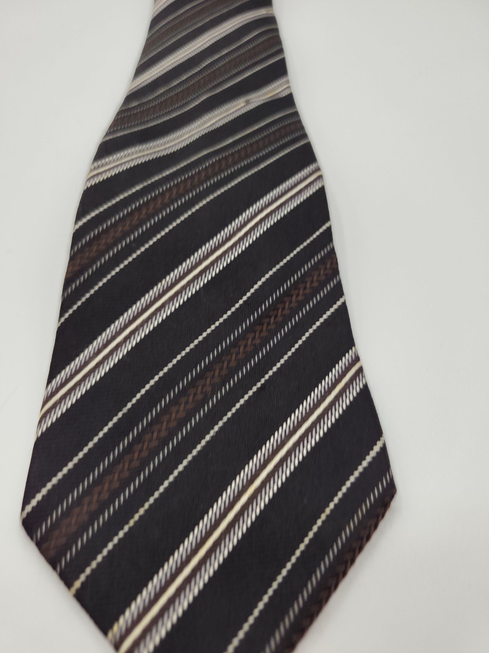 Guess Brown & Black Striped Silk Men's Tie image 6