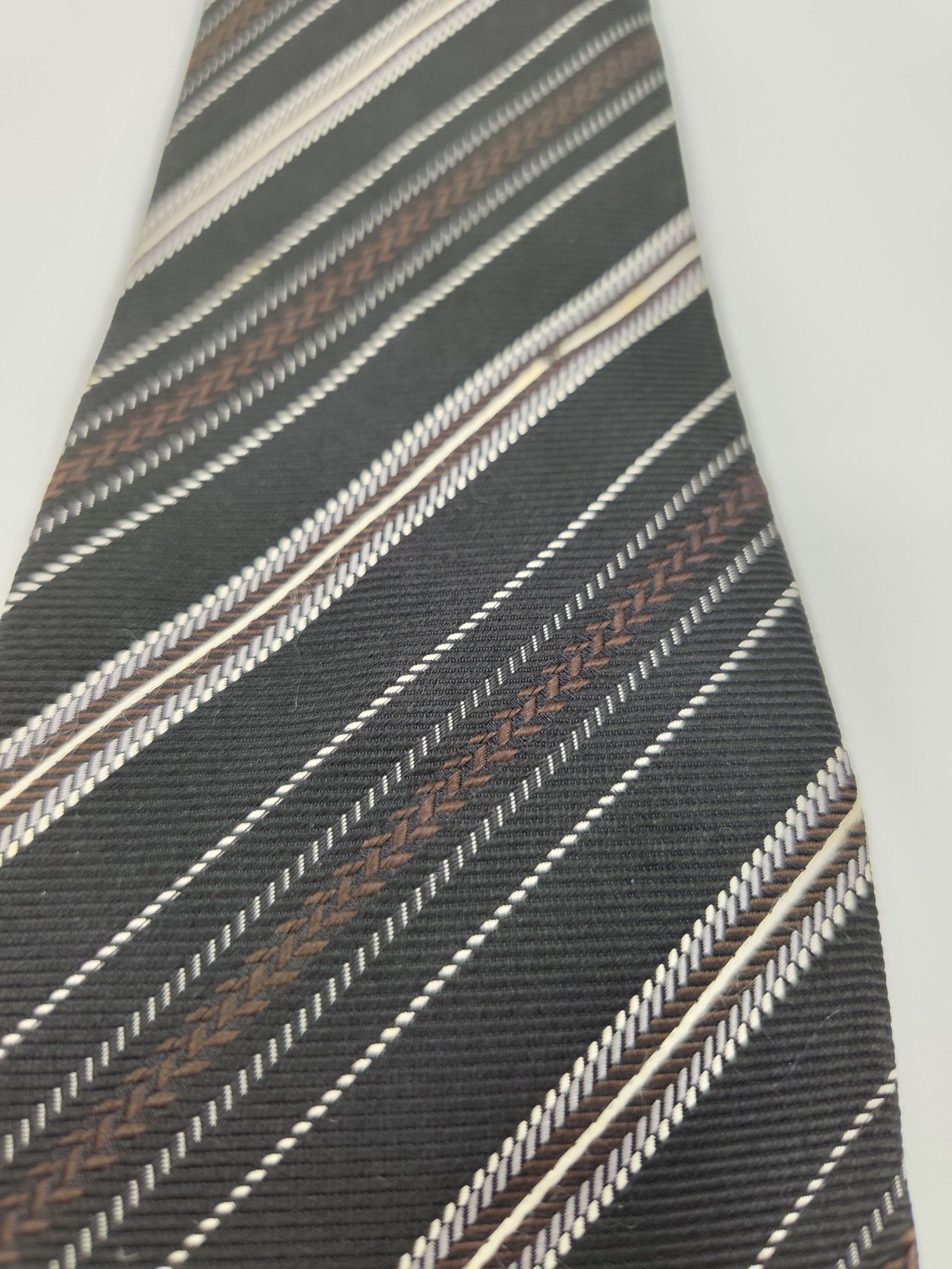 Guess Brown & Black Striped Silk Men's Tie image 7