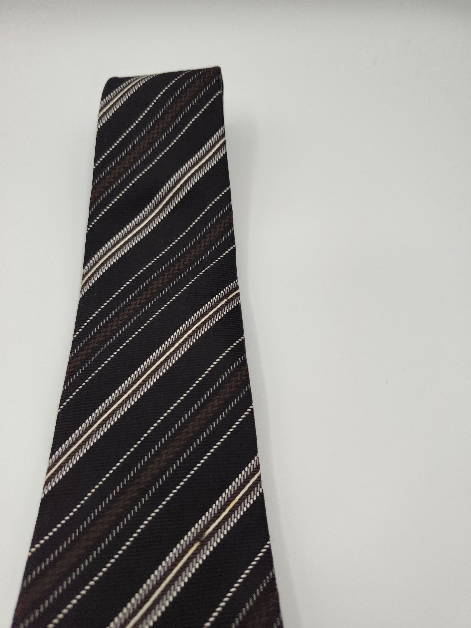 Guess Brown & Black Striped Silk Men's Tie image 9
