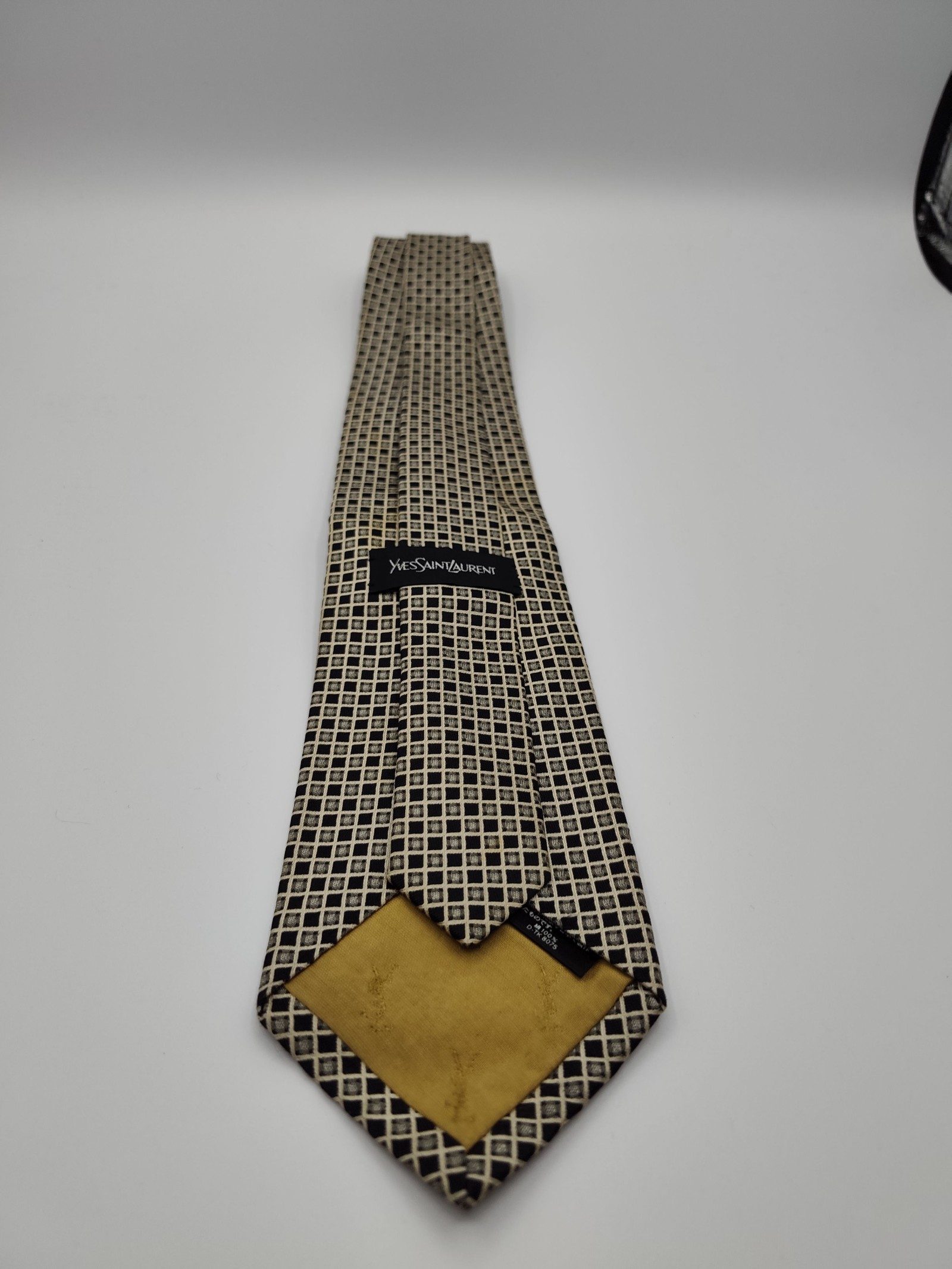 Yves Saint Laurent Beige & Black Patterned Silk Men's Tie
