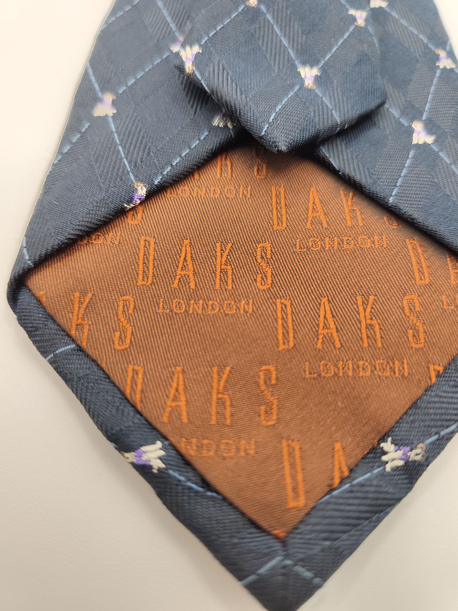 DAKS Navy Blue Patterned Silk Tie image 2