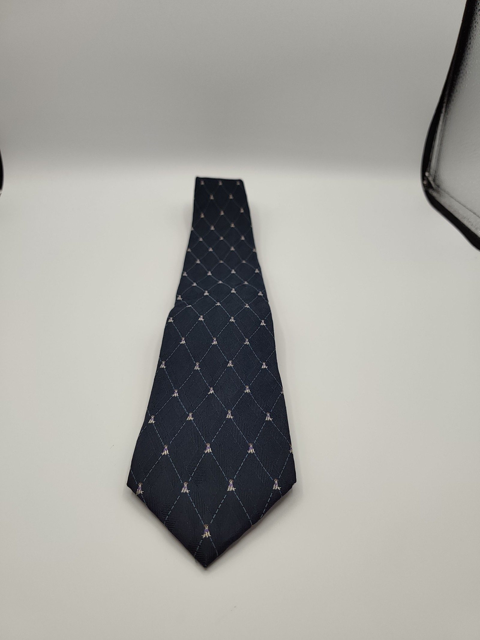 DAKS Navy Blue Patterned Silk Tie image 4