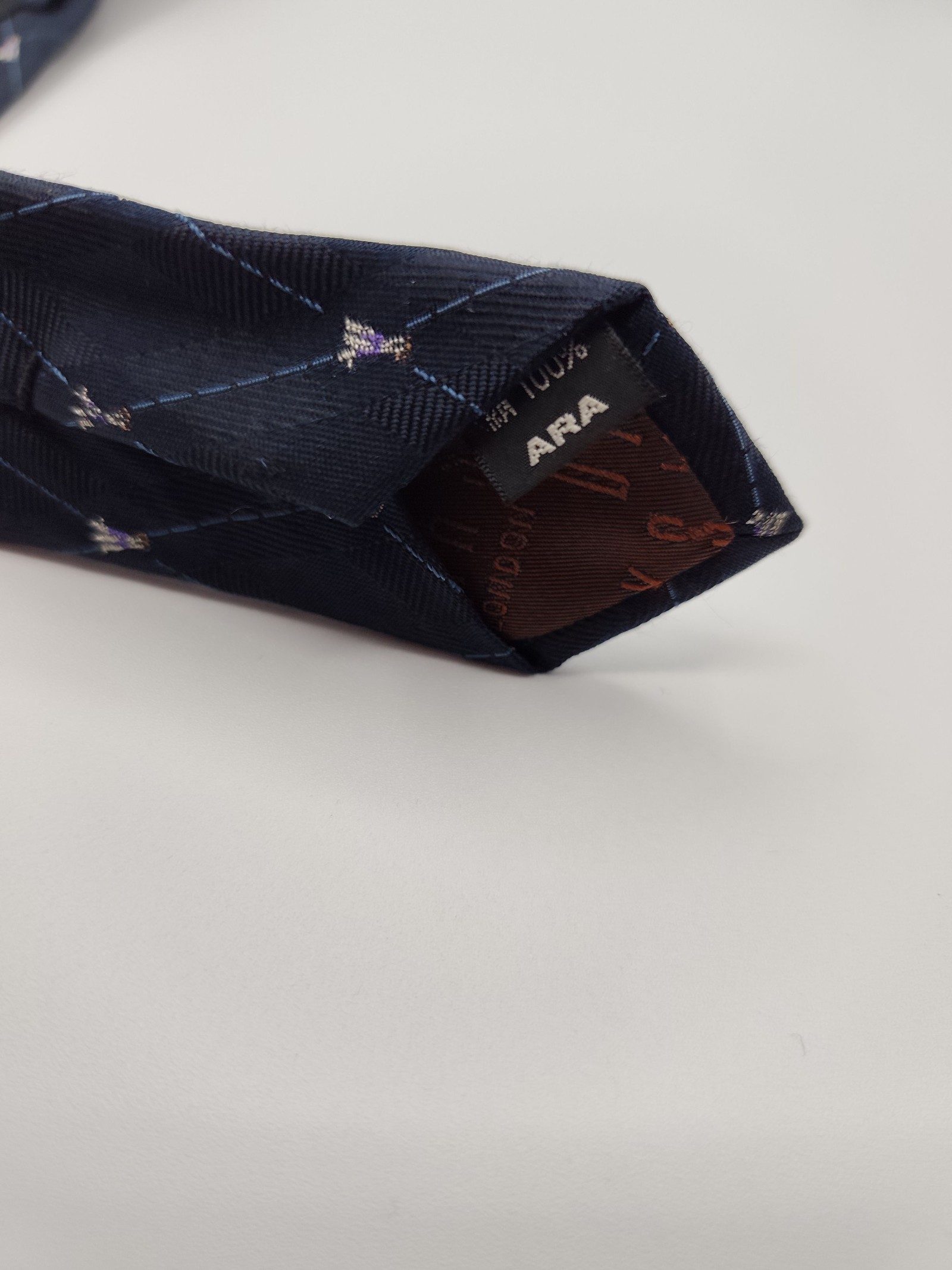 DAKS Navy Blue Patterned Silk Tie image 5