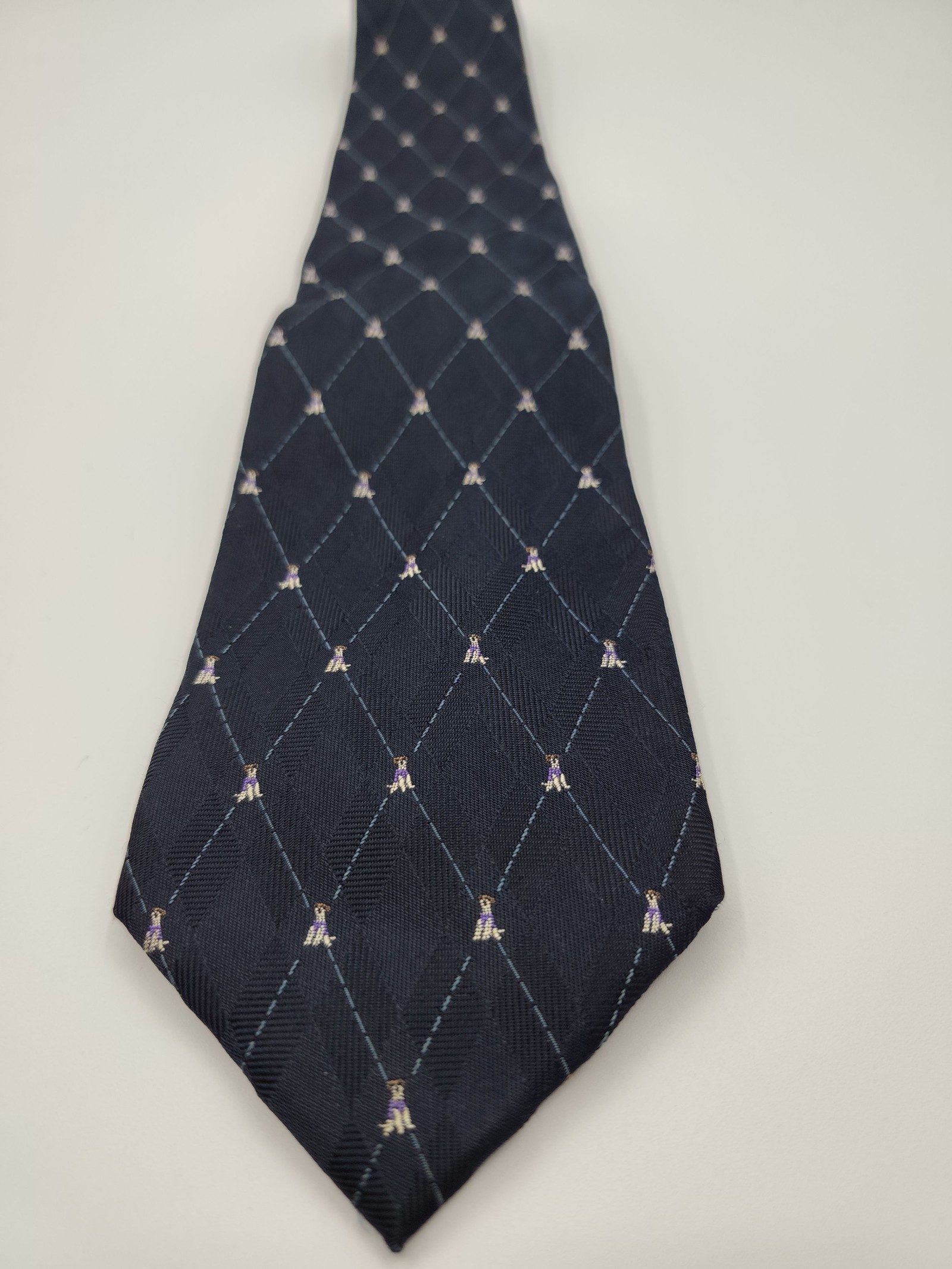 DAKS Navy Blue Patterned Silk Tie image 6