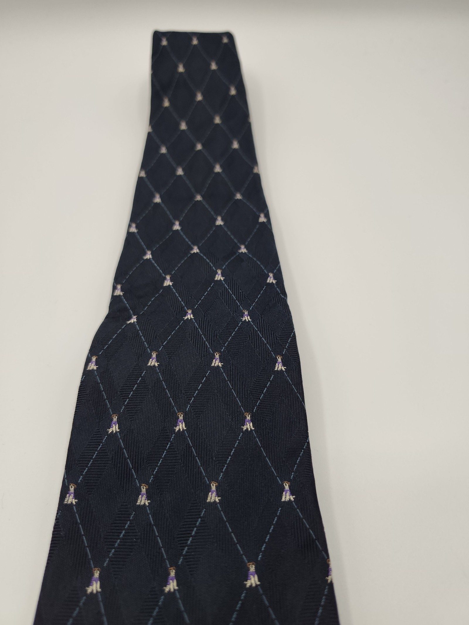 DAKS Navy Blue Patterned Silk Tie image 7
