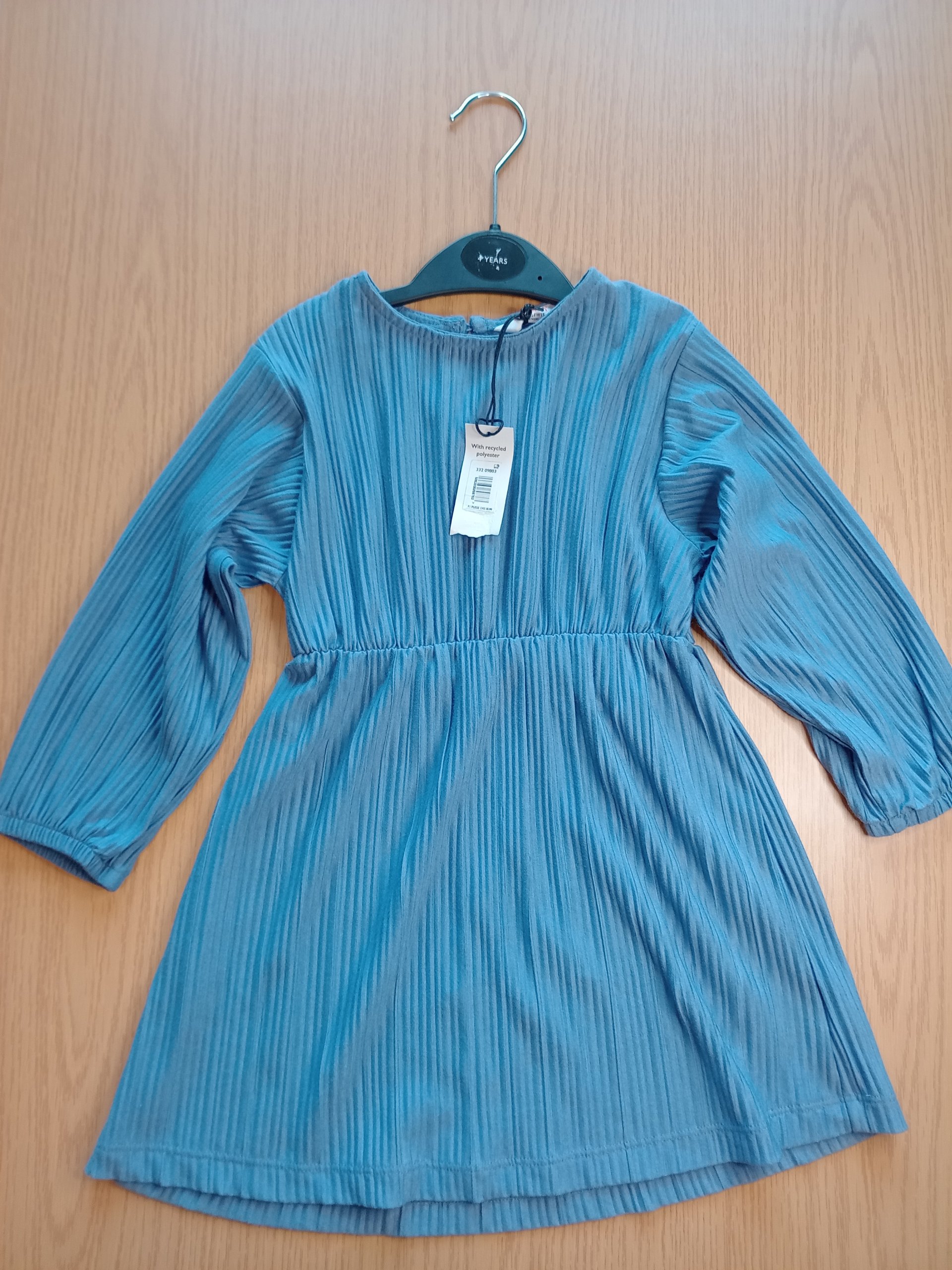 Anyday John Lewis Blue Pleated Dress Age 4 Years Polyester Viscose