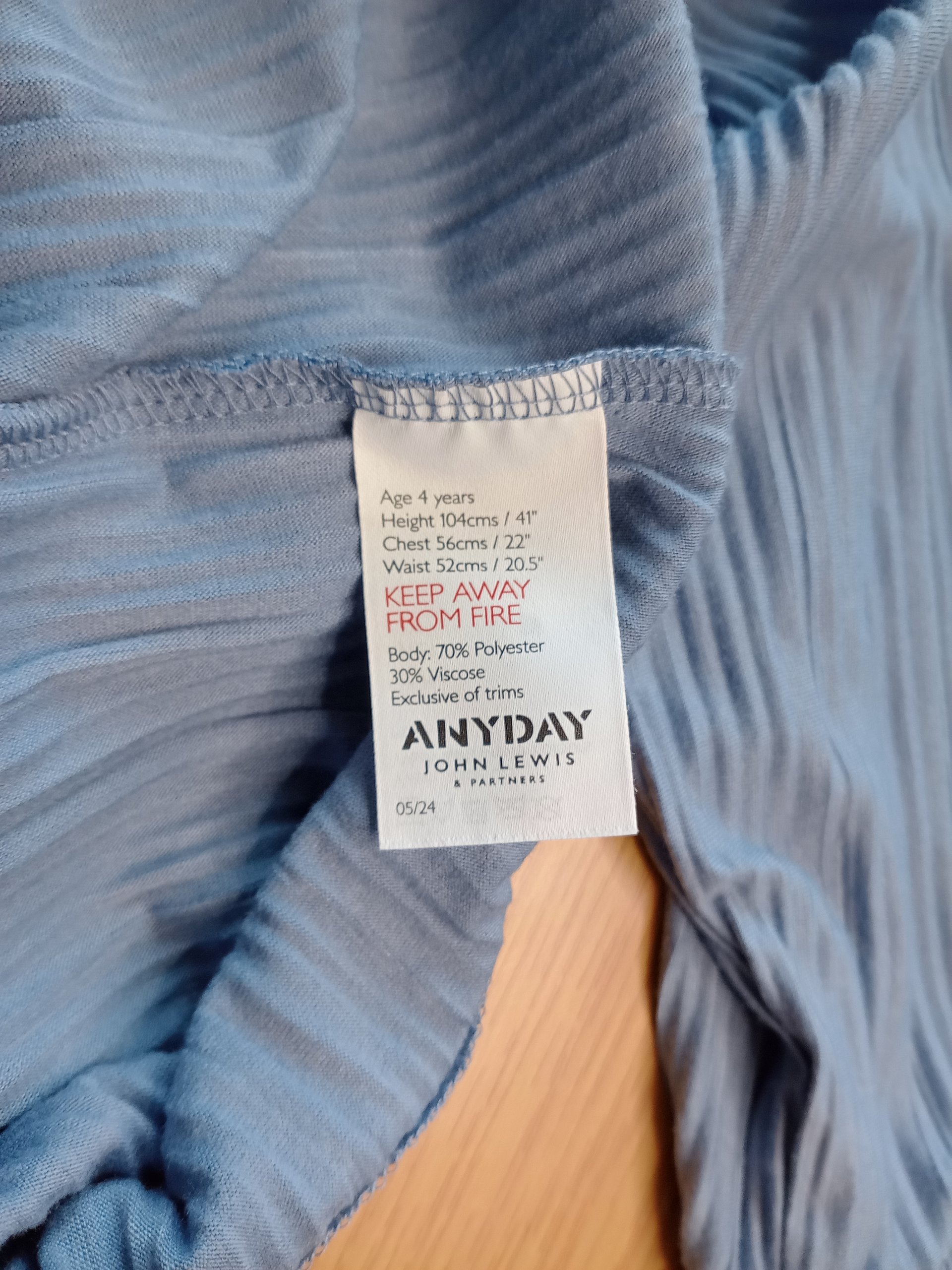 Anyday John Lewis Blue Pleated Dress Age 4 Years Polyester Viscose image 5