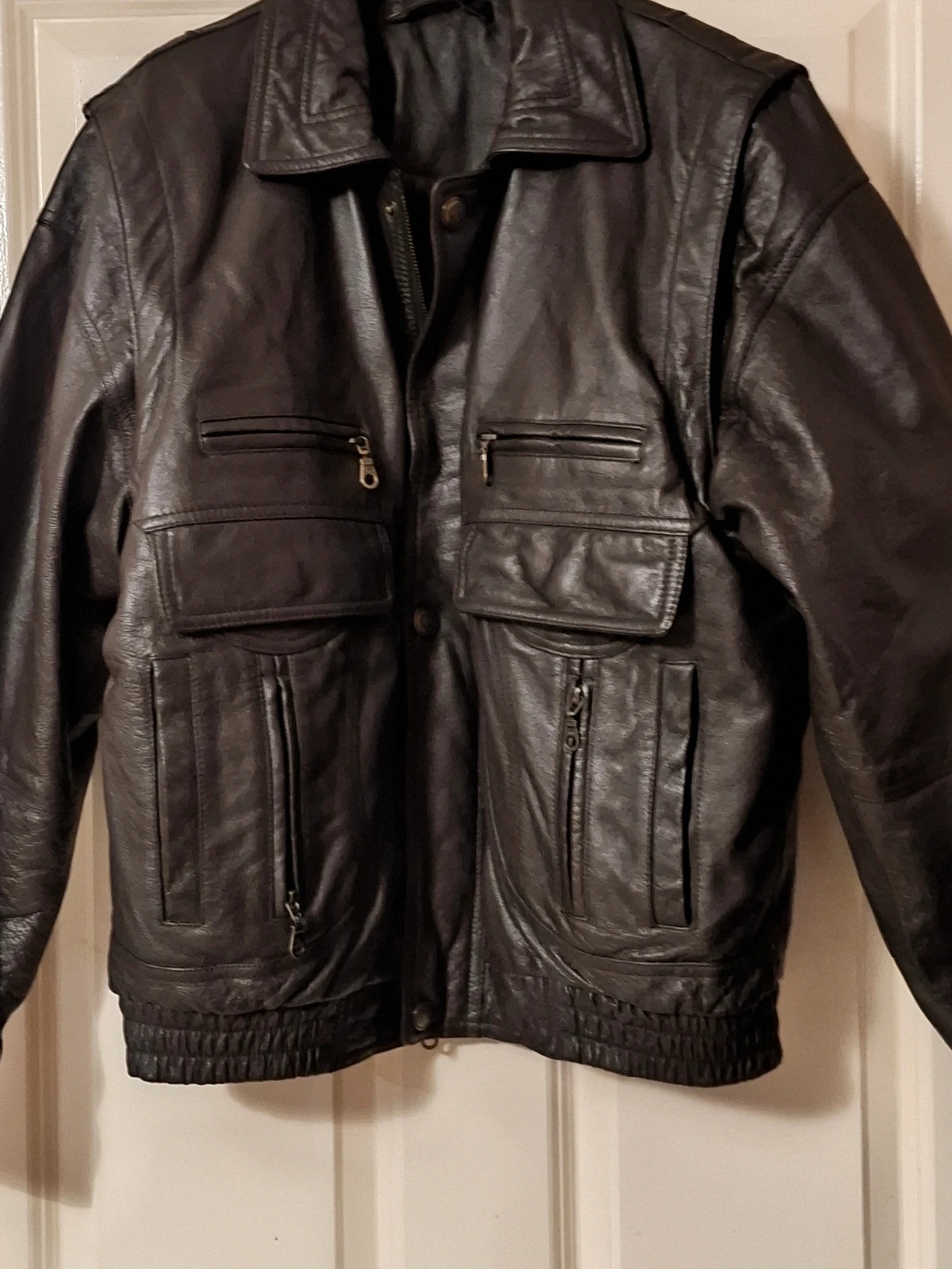 Brown leather bomber jacket large