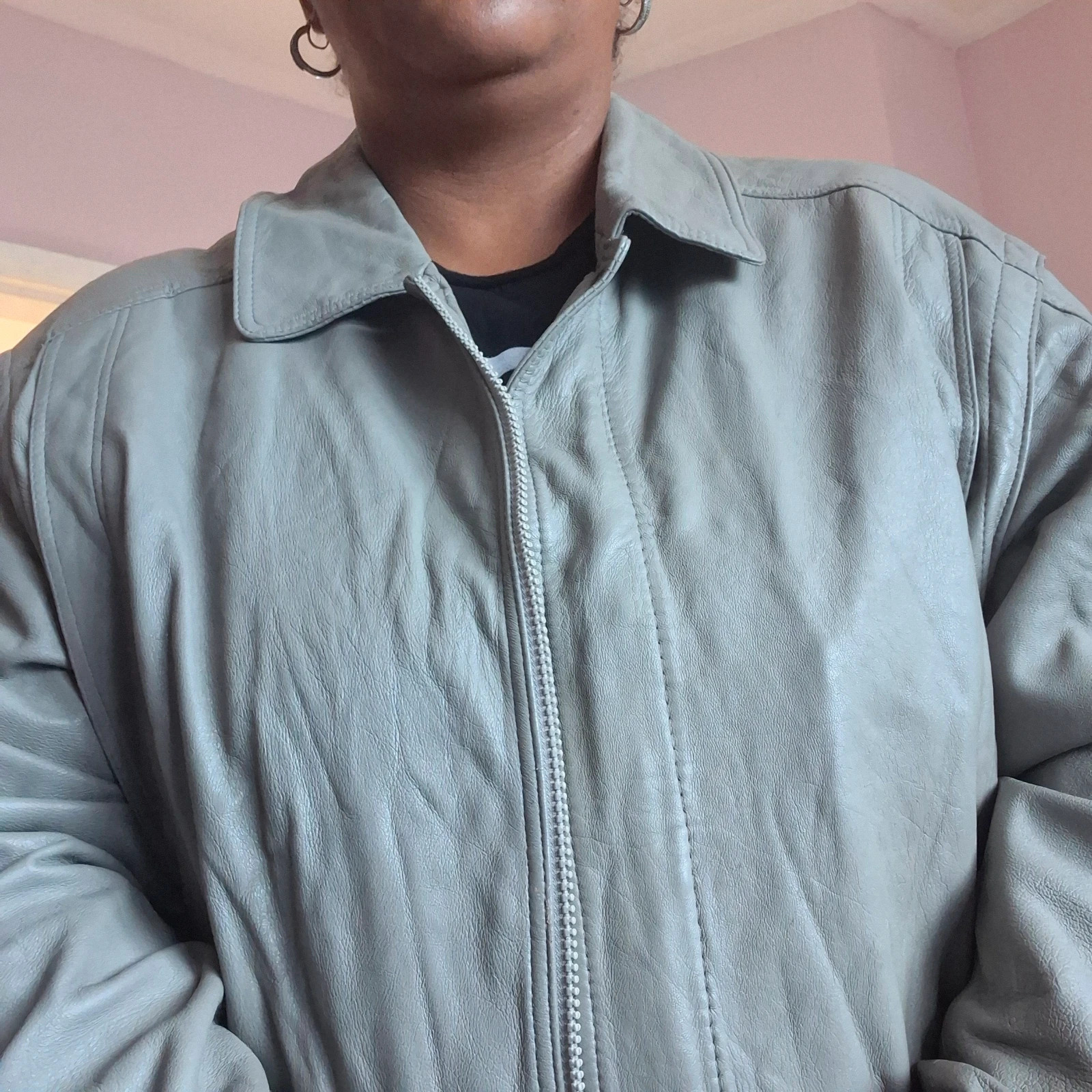 Grey collared bomber jacket