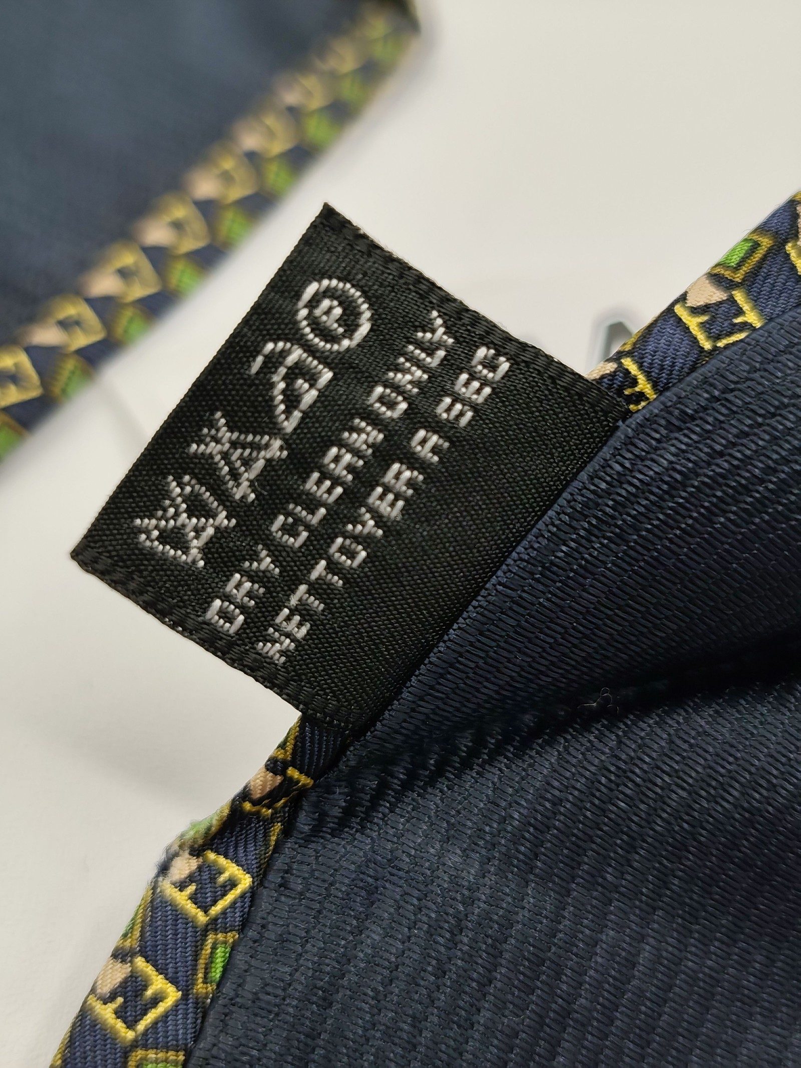 Fendi Navy & Green Patterned Silk Tie image 6
