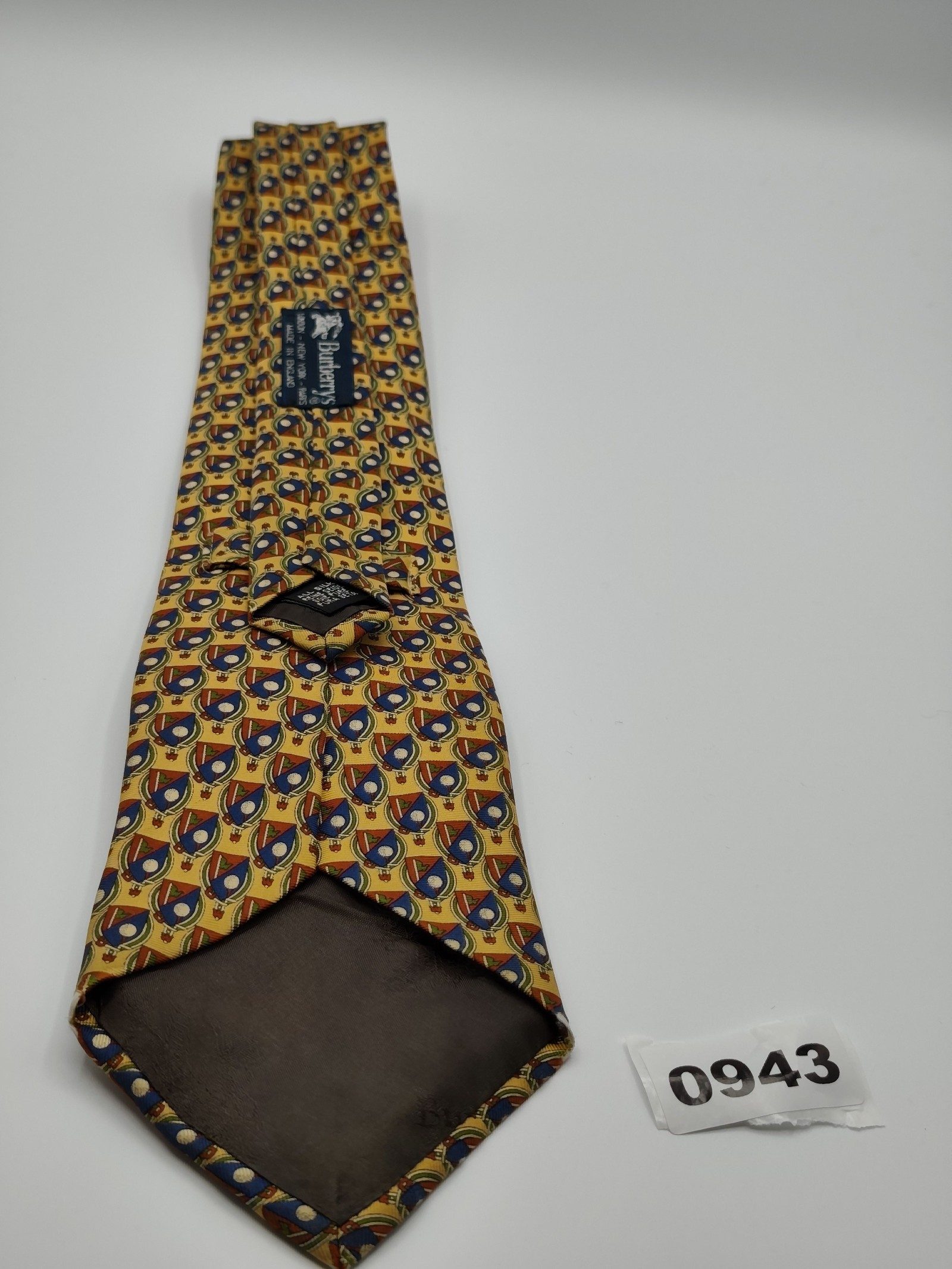 Burberry Yellow & Blue Silk Patterned Tie