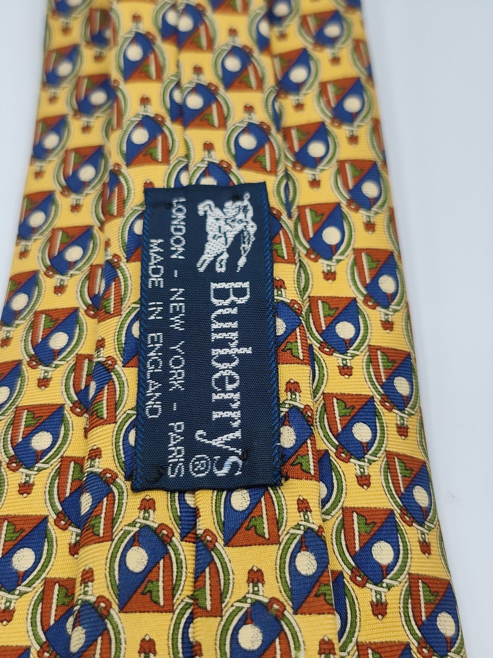 Burberry Yellow & Blue Silk Patterned Tie image 2