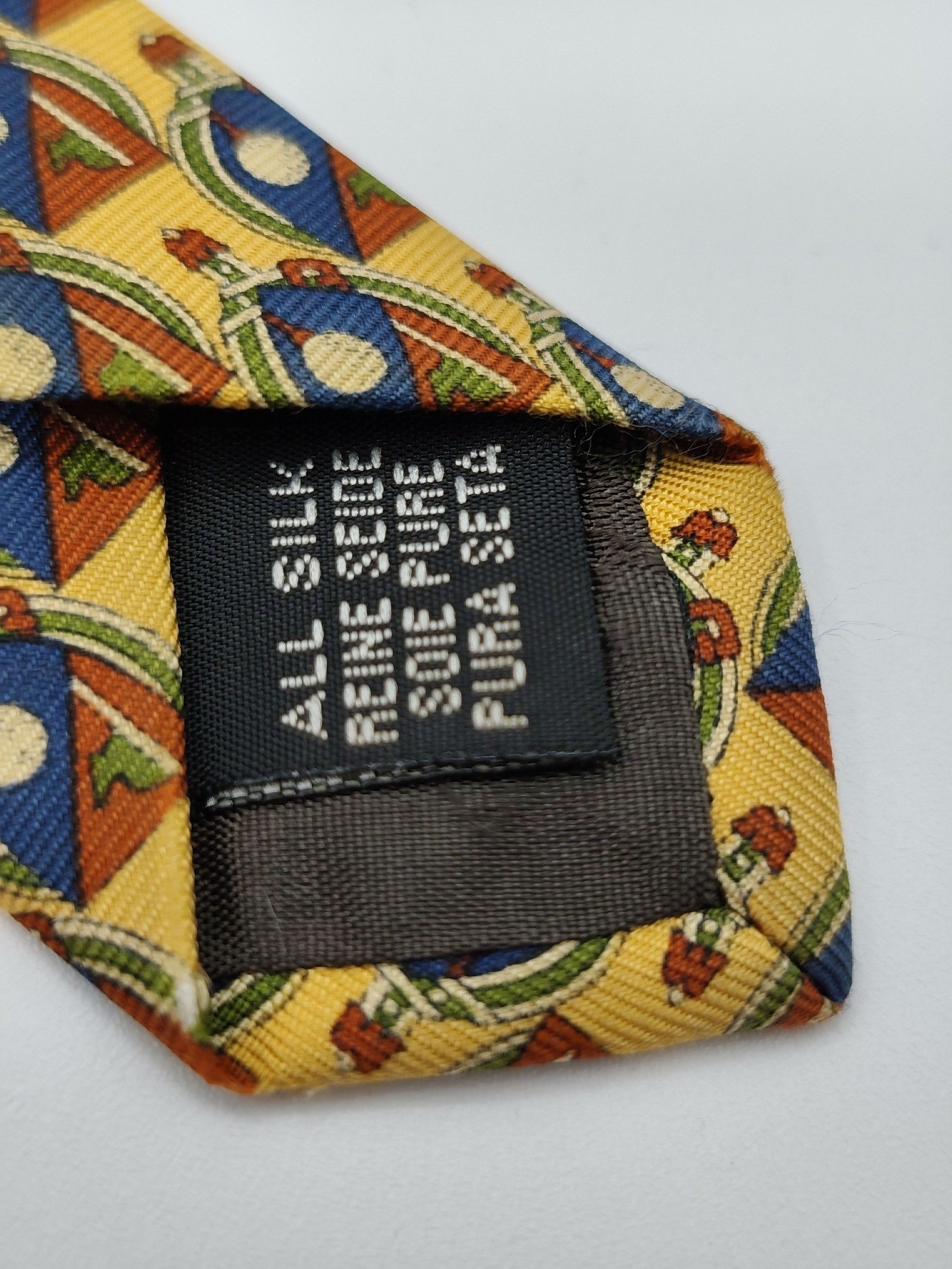 Burberry Yellow & Blue Silk Patterned Tie image 4